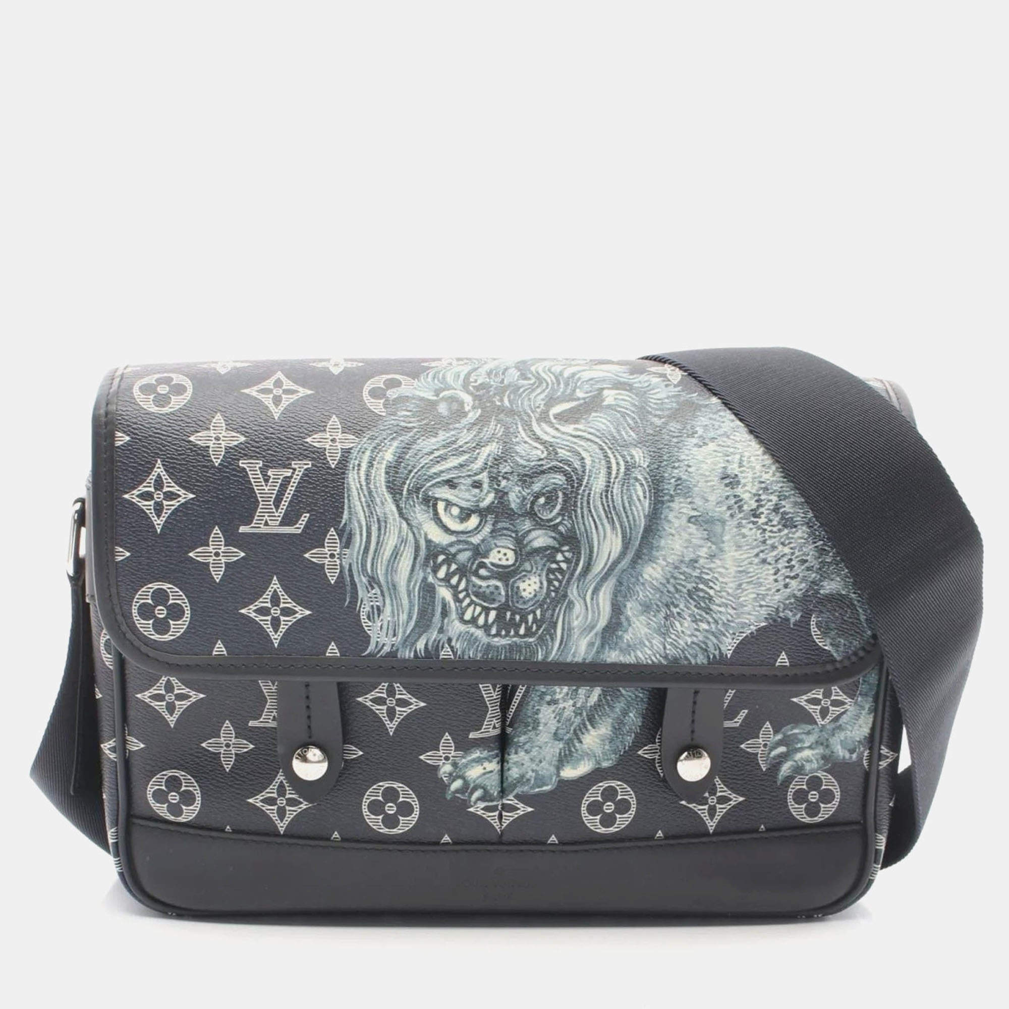 Louis Vuitton Pm Monogram Savannah Shoulder Bag Coated Canvas Leather Navy Blue