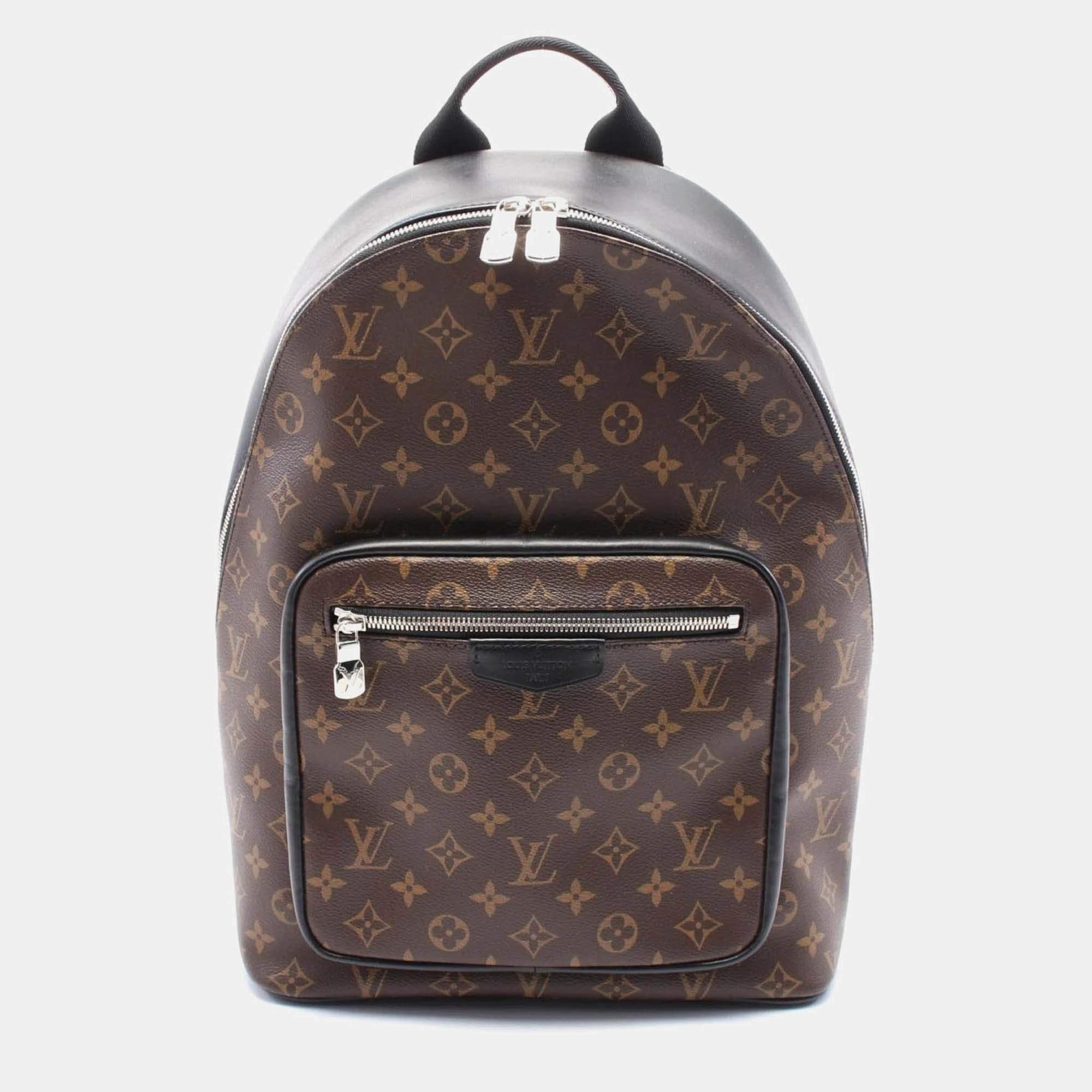 Louis Vuitton Josh Nv Monogram Macassar Backpack Coated Canvas Leather Brown Black