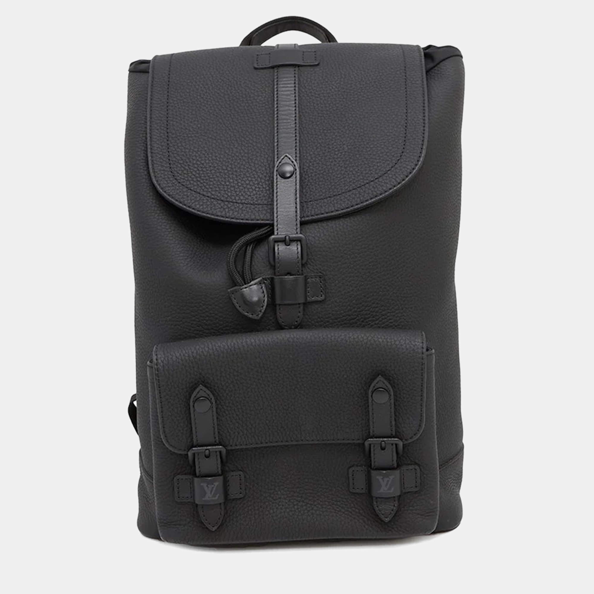 Louis Vuitton Christopher Slim Noir Taurillon Leather Backpack