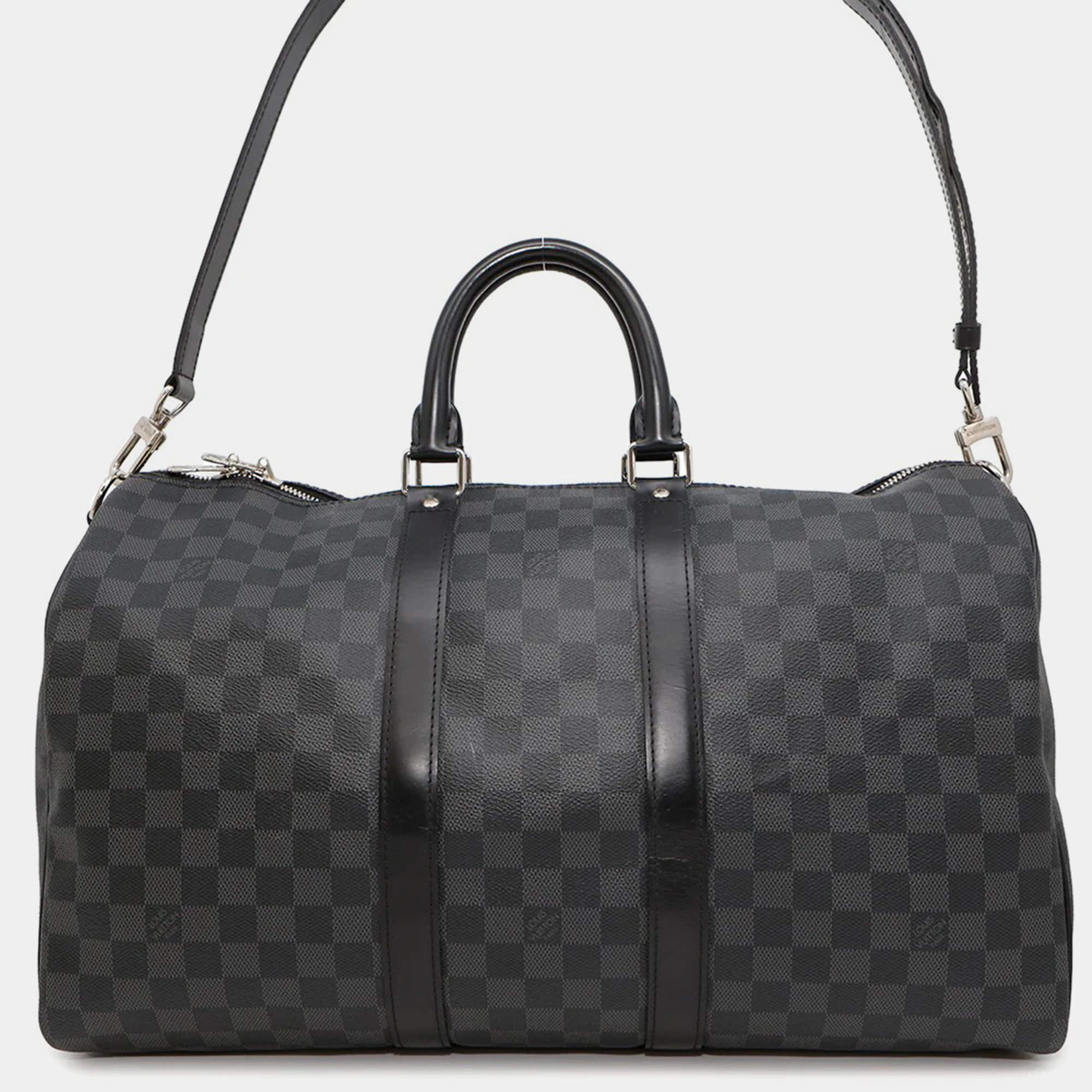 Louis Vuitton Keepall Bandoulière 45 Noir Damier Graphite Canvas Bag