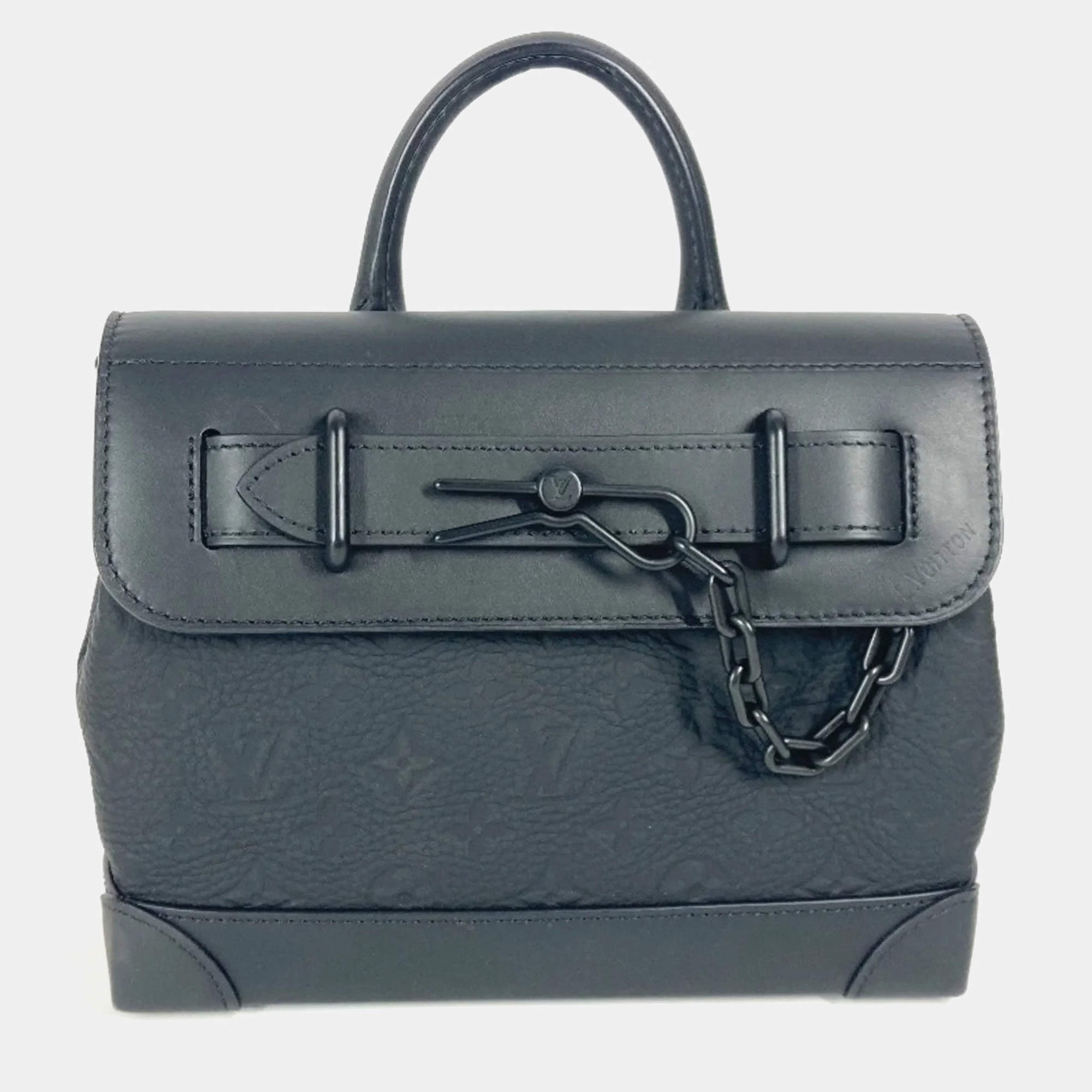 Louis Vuitton Taurillon Monogram Steamer Pm Bag Crossbody Handbag Leather Noir Black