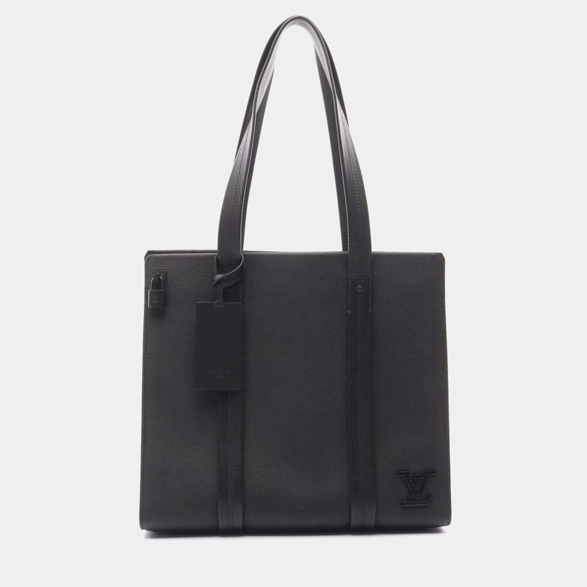 Louis Vuitton Take Off Tote Bag Leather Aerogram Black