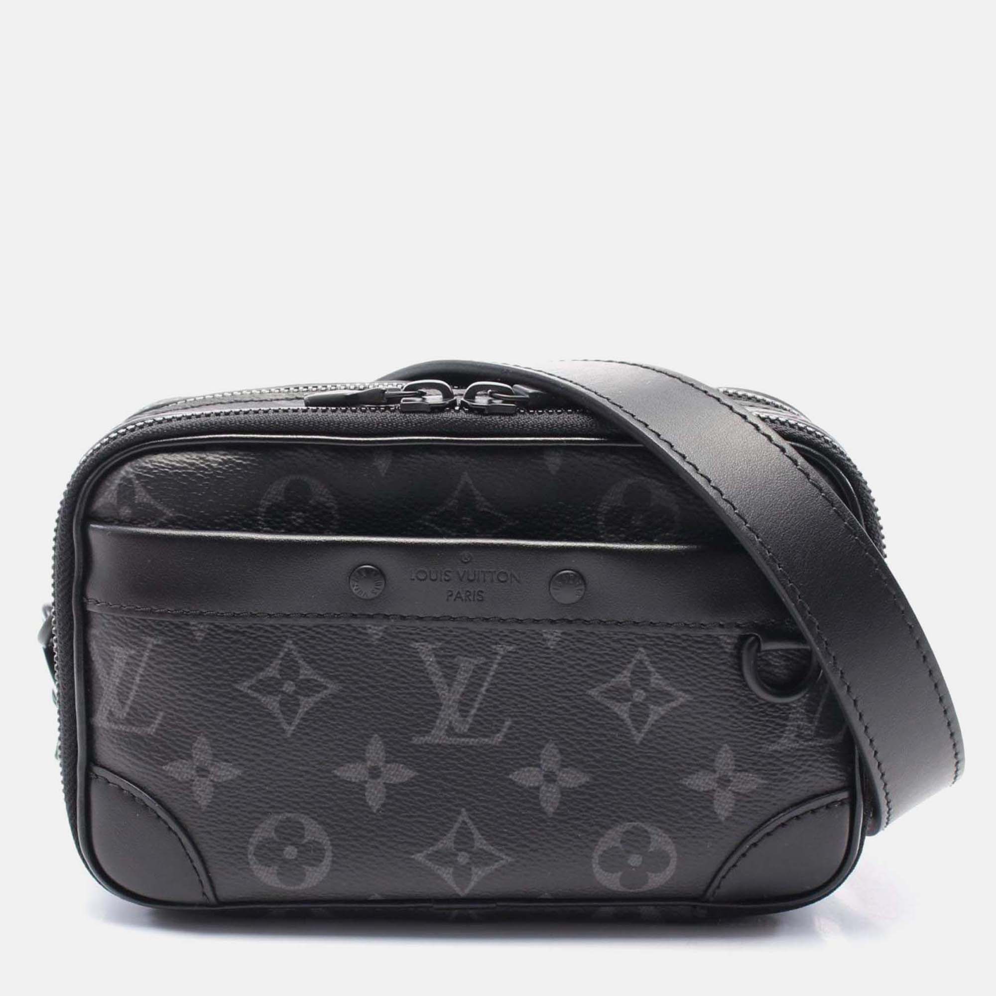 Louis Vuitton Alpha Wearable Wallet Nv Monogram Eclipse Shoulder Bag Coated Canvas Leather Black