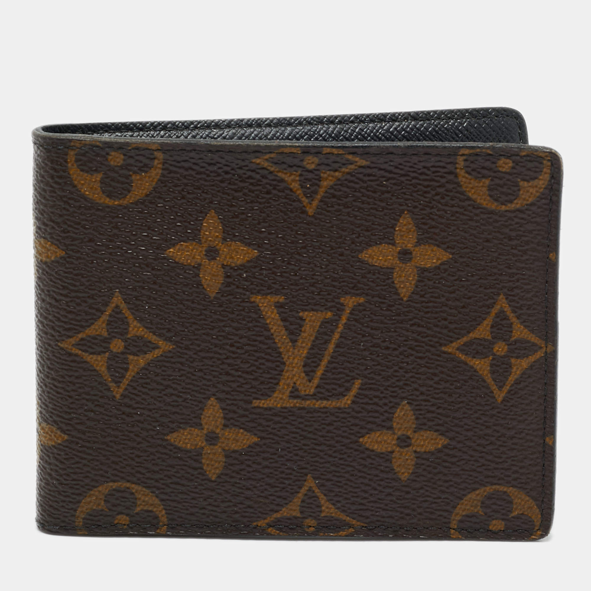Louis Vuitton Monogram Macassar Canvas Money Clip Bifold Wallet