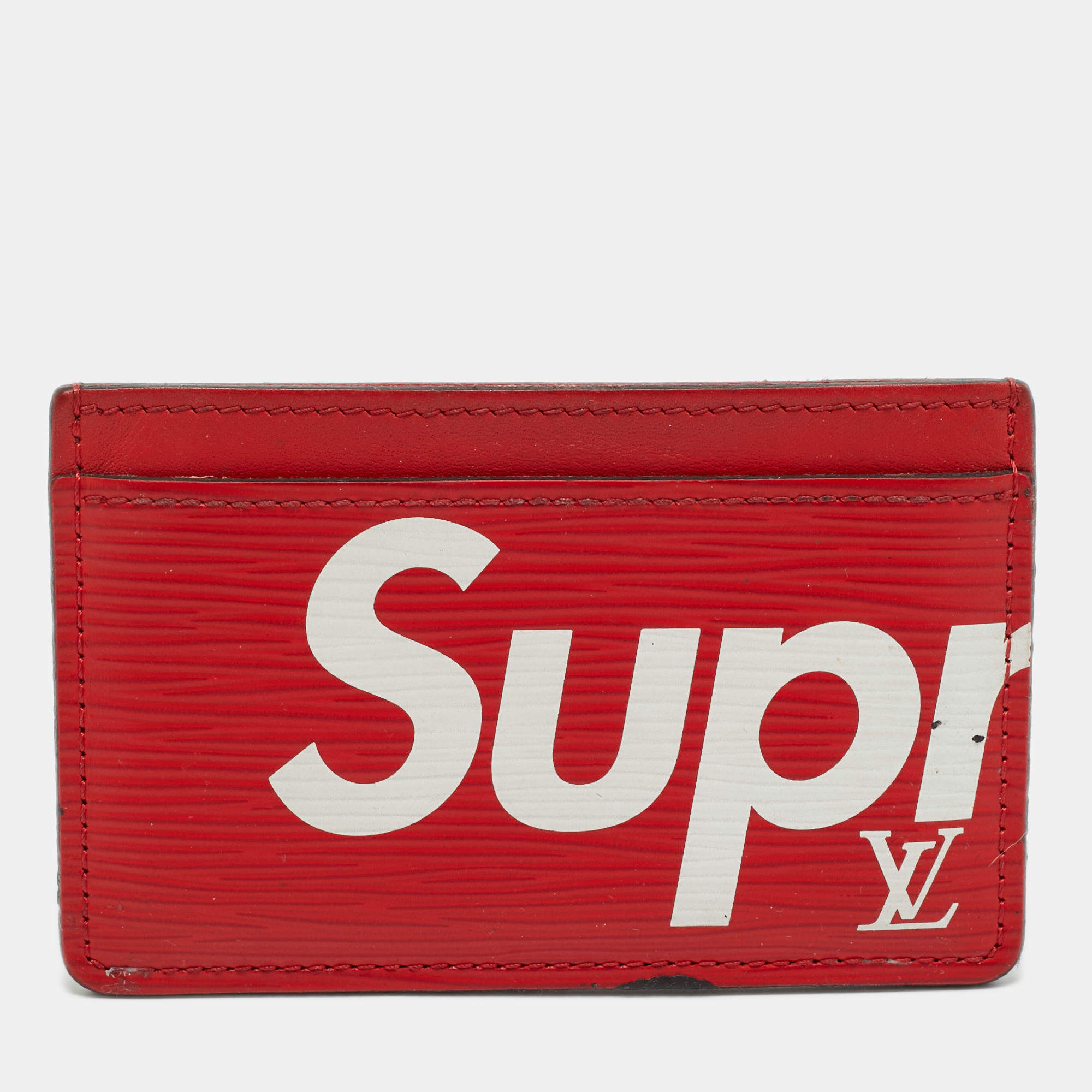 Pre Owned Louis Vuitton x Supreme Piment Epi Leather Porte Cartes Simple Card Holder 