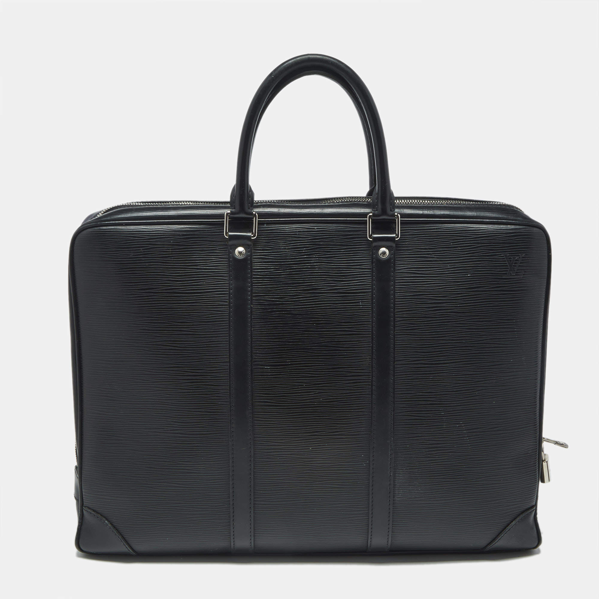 Pre Owned Louis Vuitton Black Epi Leather Porte Documents Voyage GM Bag