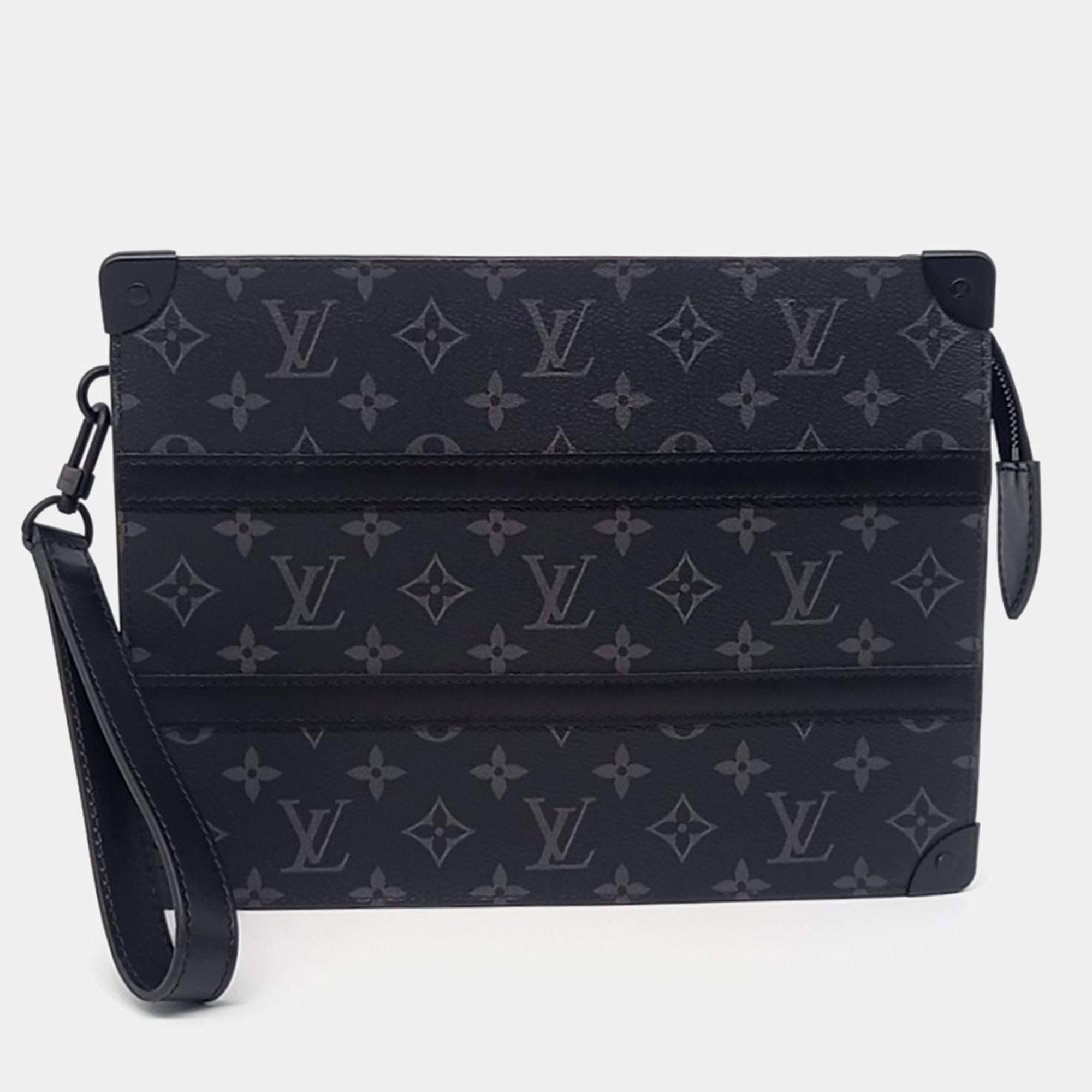 Pre Owned Louis Vuitton Black Leather Eclipse Trunk Pouch
