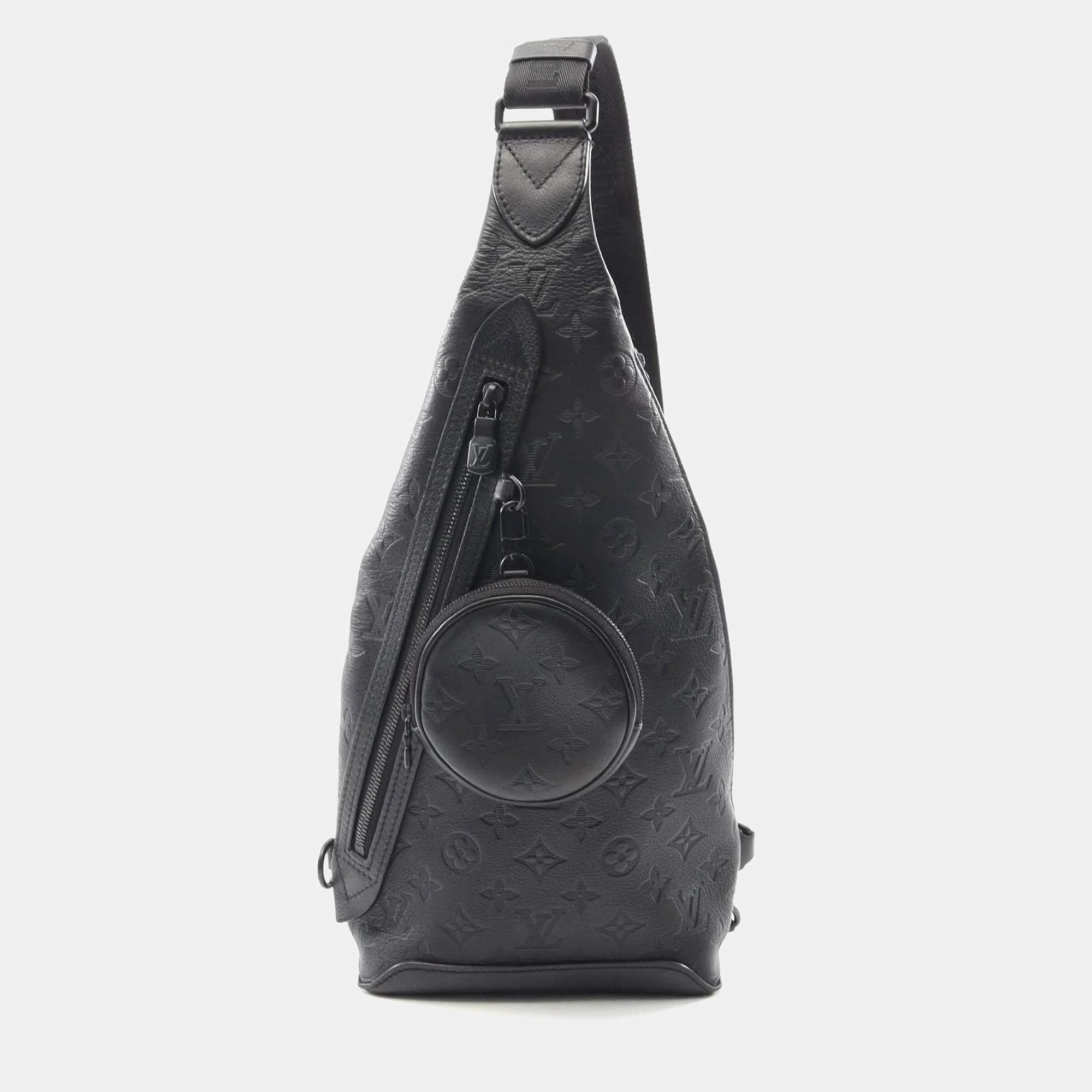 Pre Owned حقيبة لوي فيتون ديو سلينغ جلد مونوغرام شادو أسود للخصر والجسم