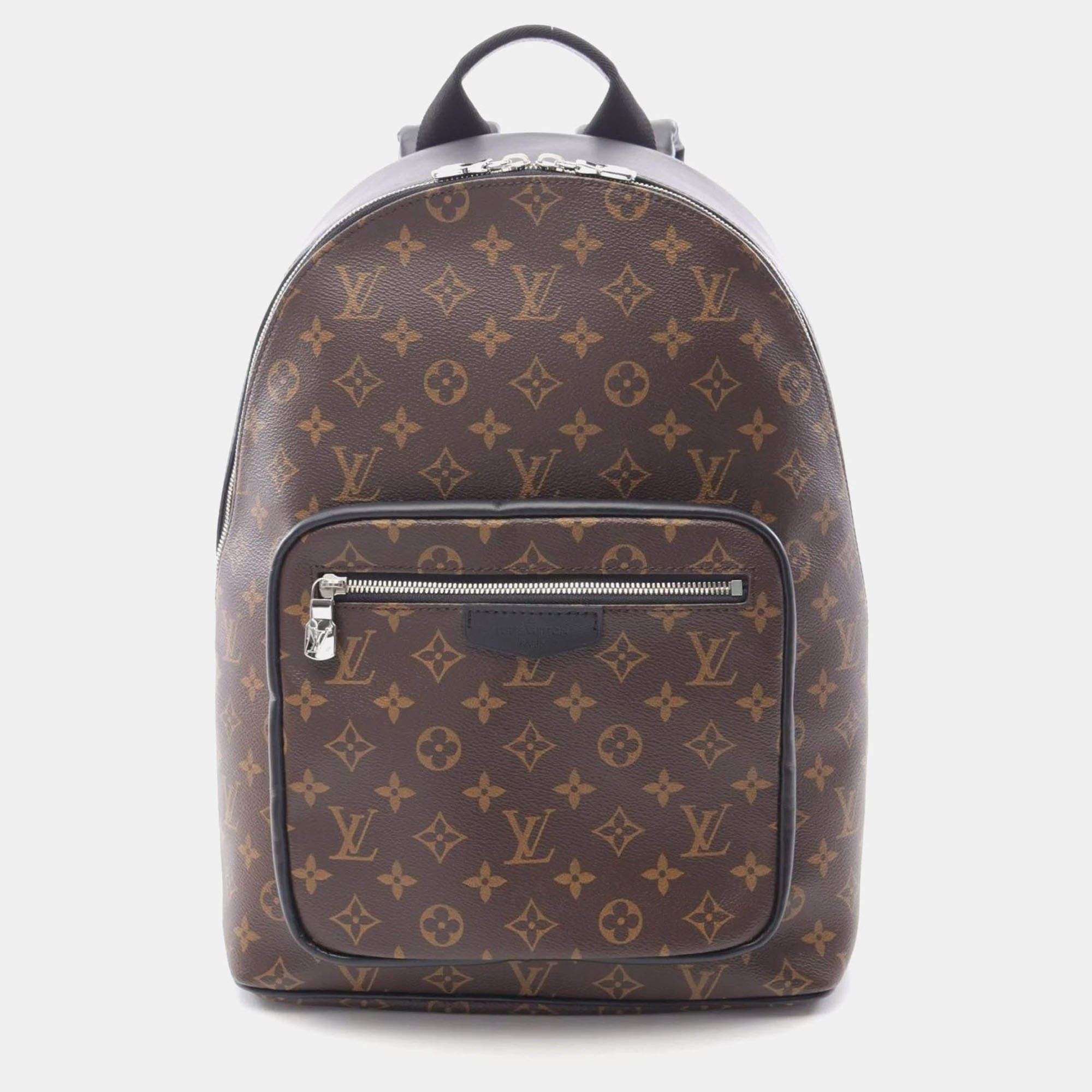 Pre Owned Louis Vuitton Discovery Brown Black Coated Canvas Leather Backpack