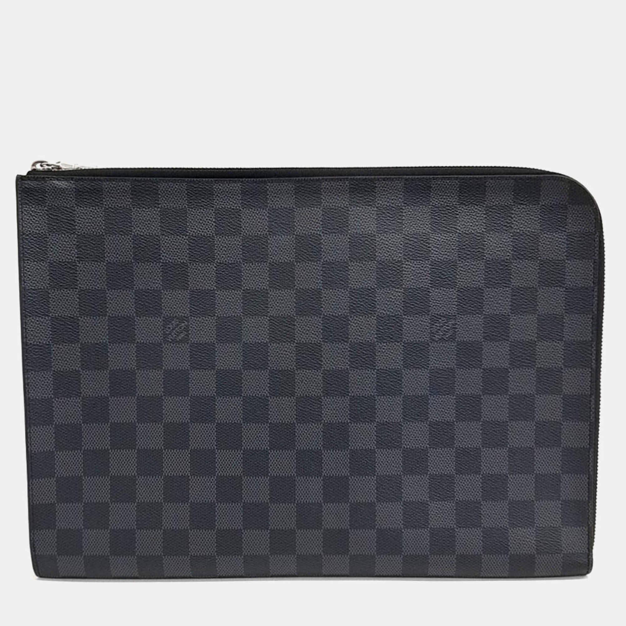 Pre Owned حقيبة لويس فيتون بوشت جوري كبيرة جلد أسود غرافيتي