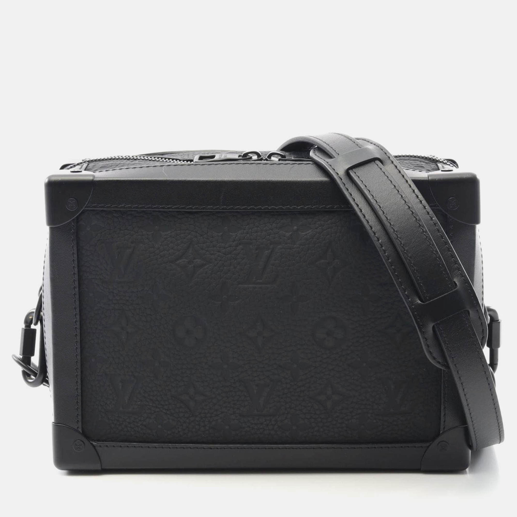 Pre Owned Louis Vuitton Soft Trunk Black Monogram Taurillon Leather Shoulder Bag