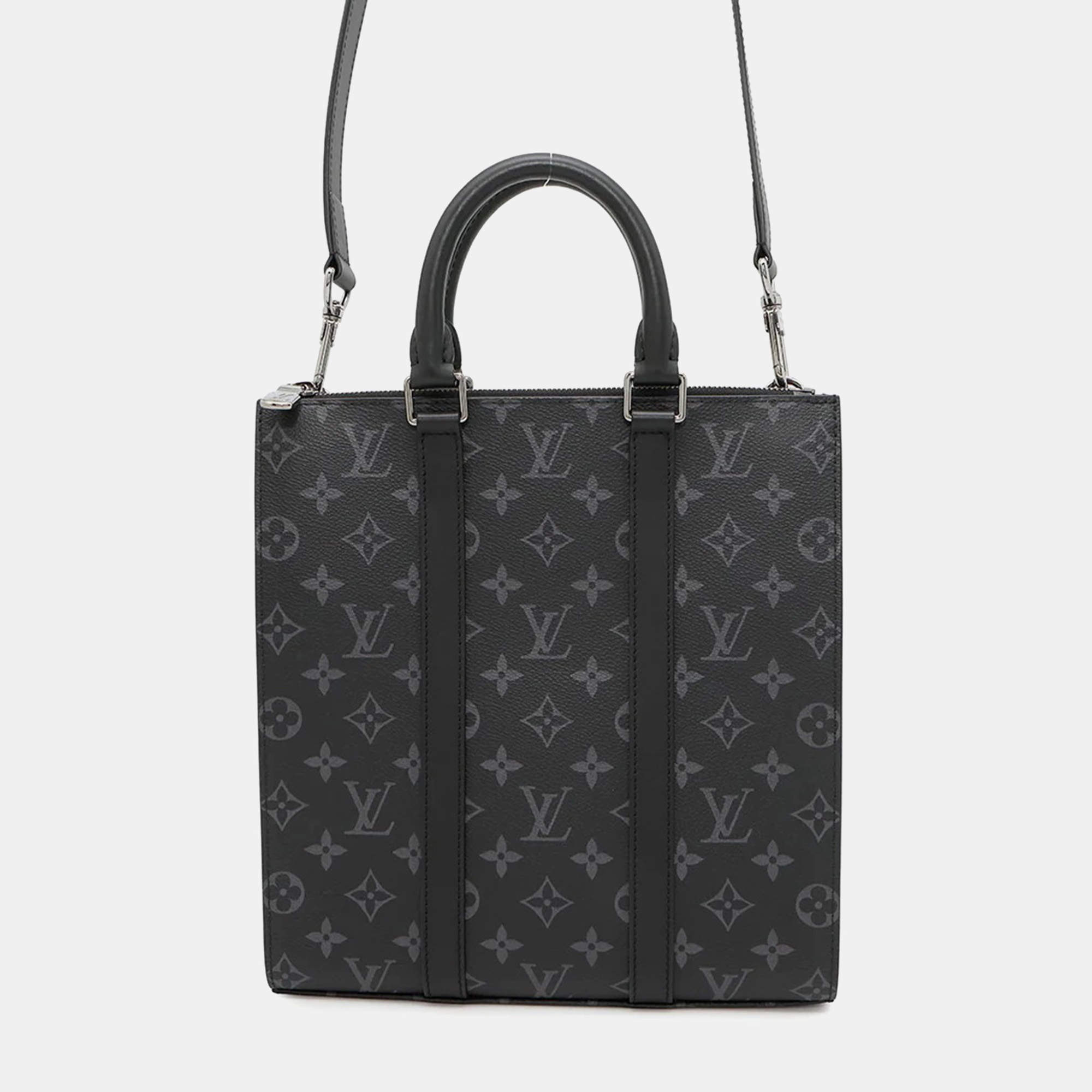 Pre Owned Louis Vuitton Sac Plat Noir Monogram Eclipse Handbag