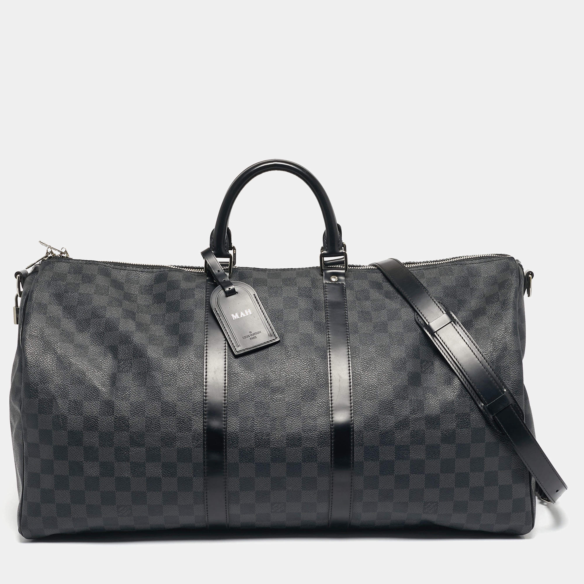 Pre Owned Louis Vuitton Damier Graphite Canvas Keepall Bandouliere 55 Bag