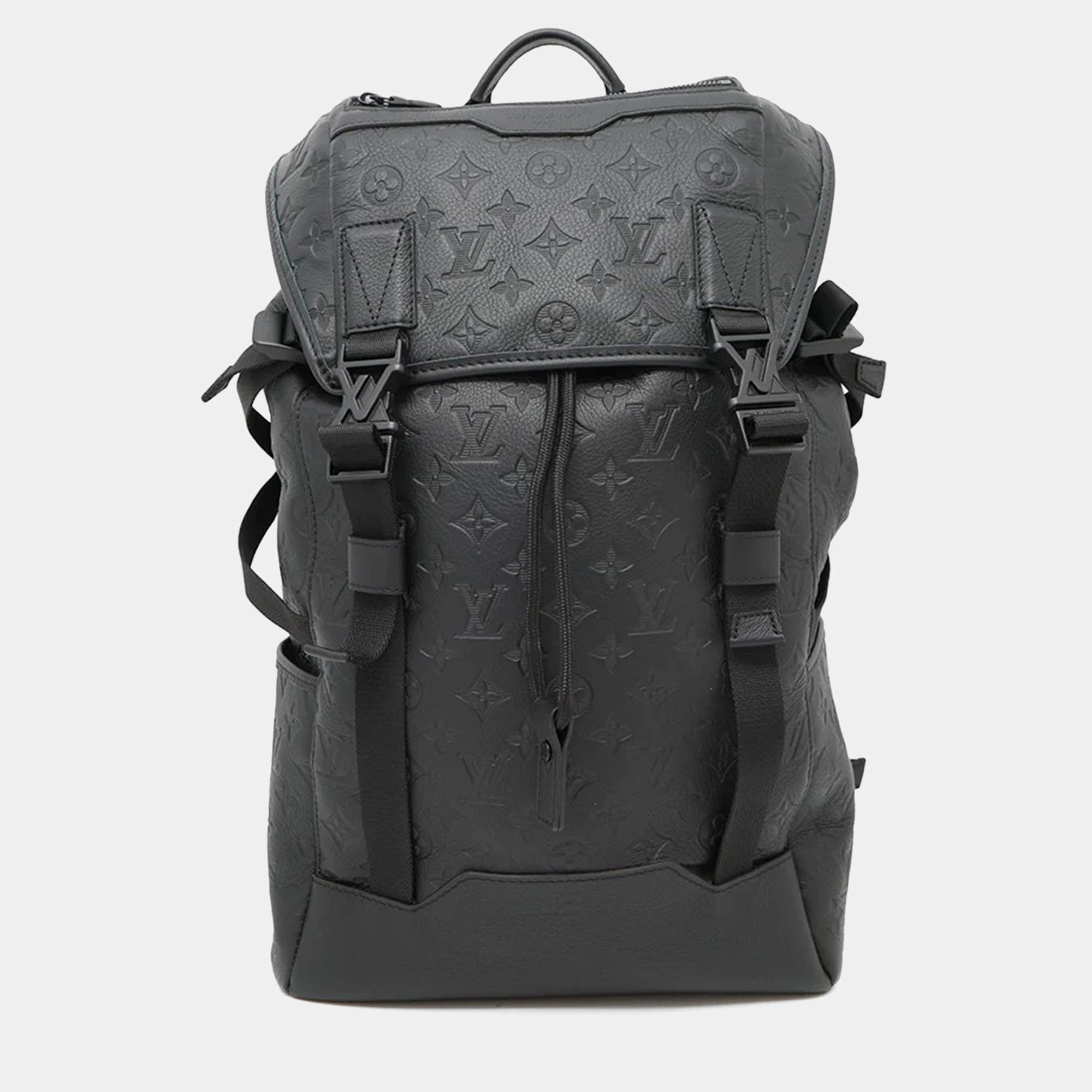 Pre Owned Louis Vuitton Good Away Black Monogram Shadow Leather Backpack