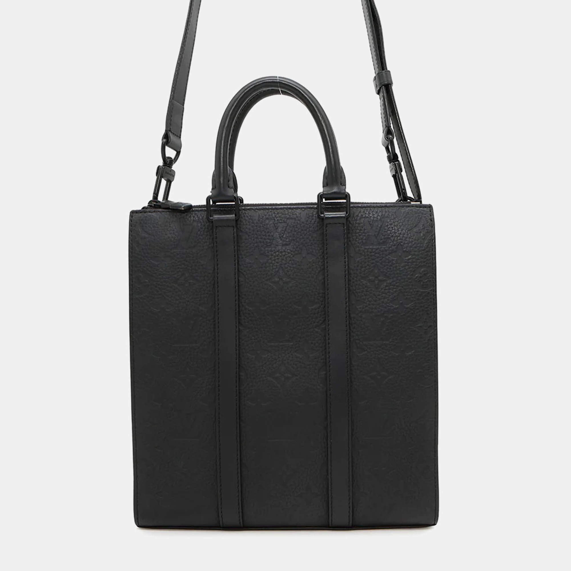 Pre Owned Louis Vuitton Sac Plat Black Monogram Taurillon