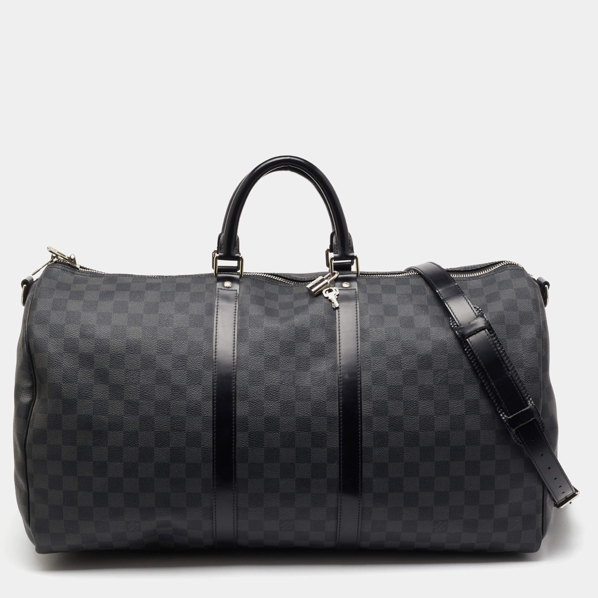 Pre Owned حقيبة لوي فيتون كيباول باندولير كانفاس داميي جرافيت 55