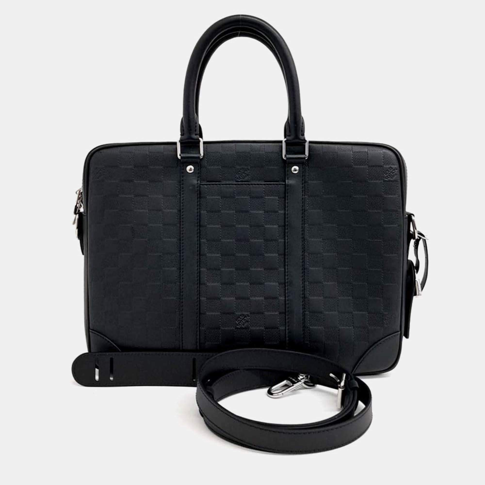 Pre Owned Louis Vuitton Black Coated canvas Damier Infini Porte Document Jour