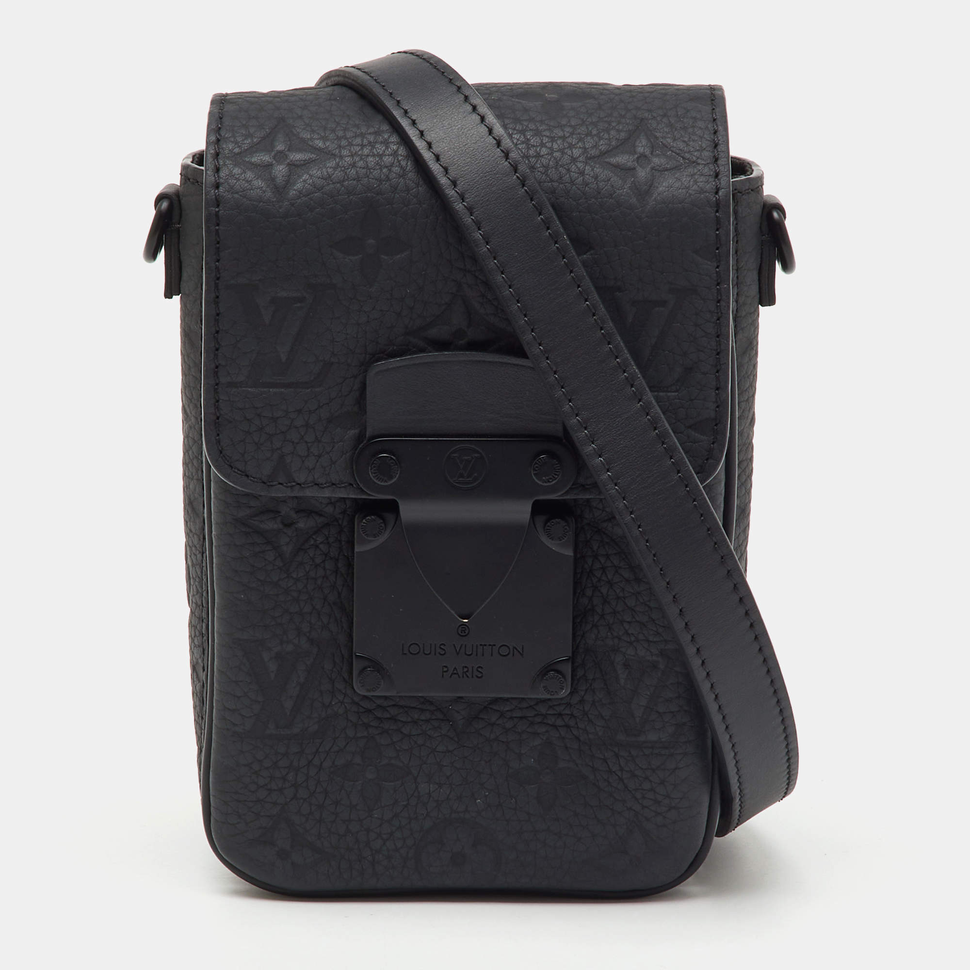 مملوكة مسبقًا حقيبة محفظة قابلة للارتداء رأسياً لوي فيتون جلد توريلون أسود ومونوغرام بقفل S