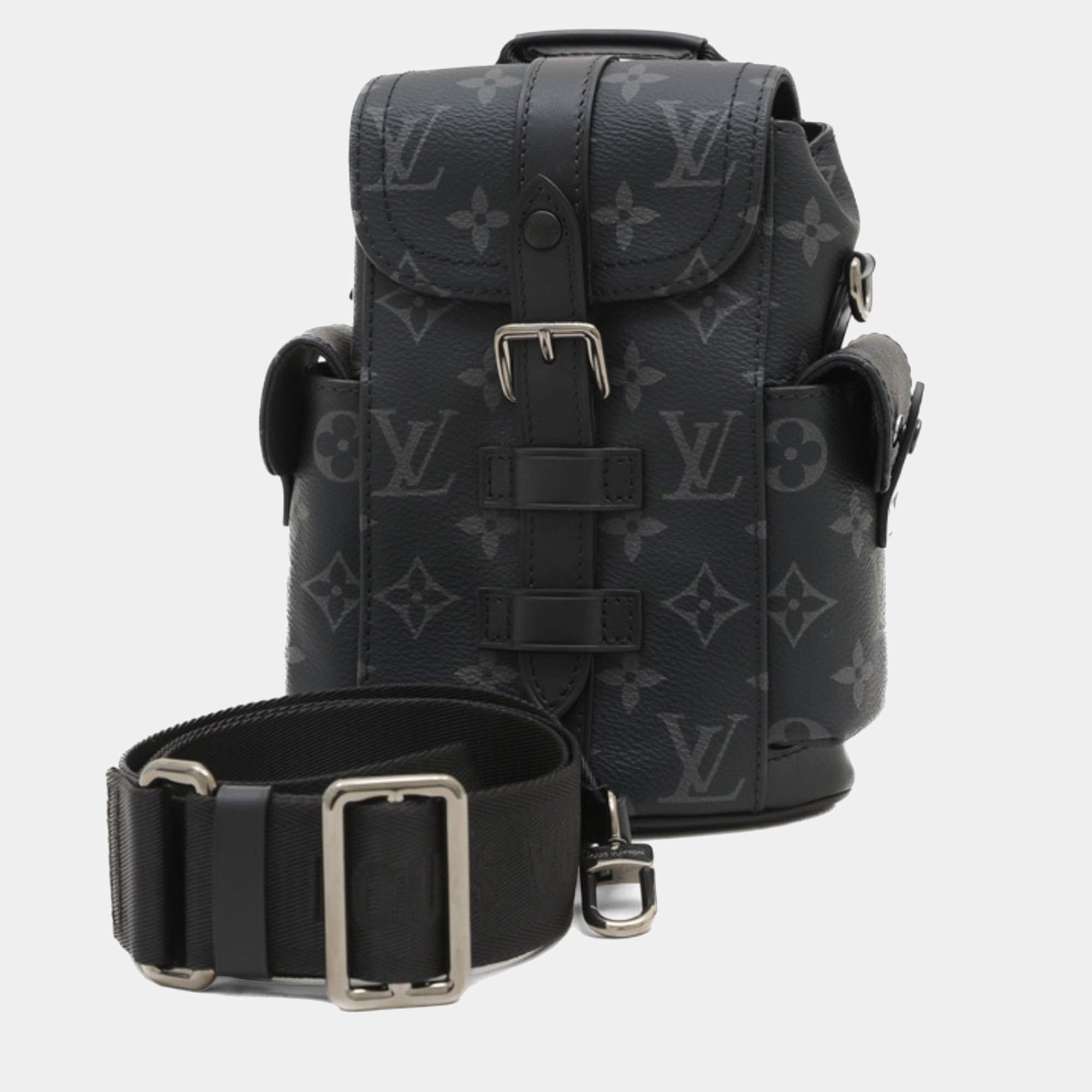 Pre Owned Louis Vuitton Christopher Nano Monogram Eclipse Canvas Shoulder Bag