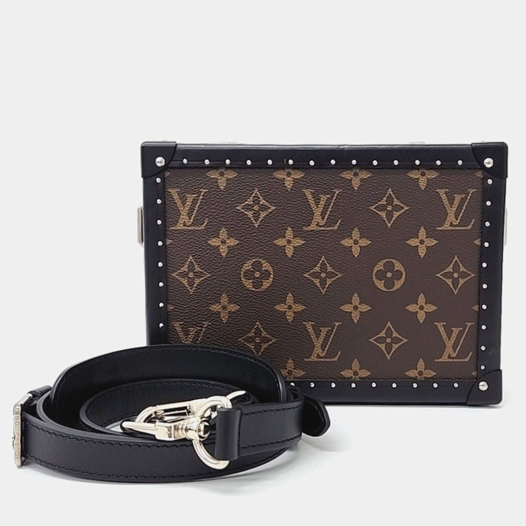 Pre Owned Louis Vuitton Brown Coated Canvas Makassar Clutch Box