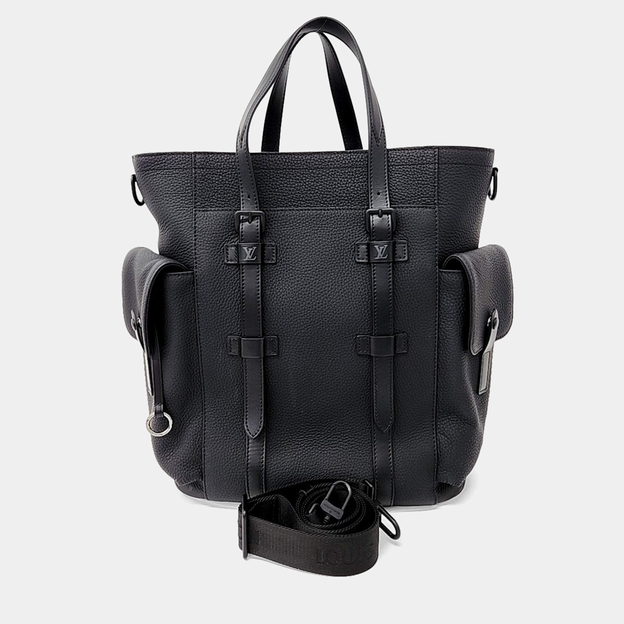 Pre Owned Louis Vuitton Black Leather Christopher tote bag