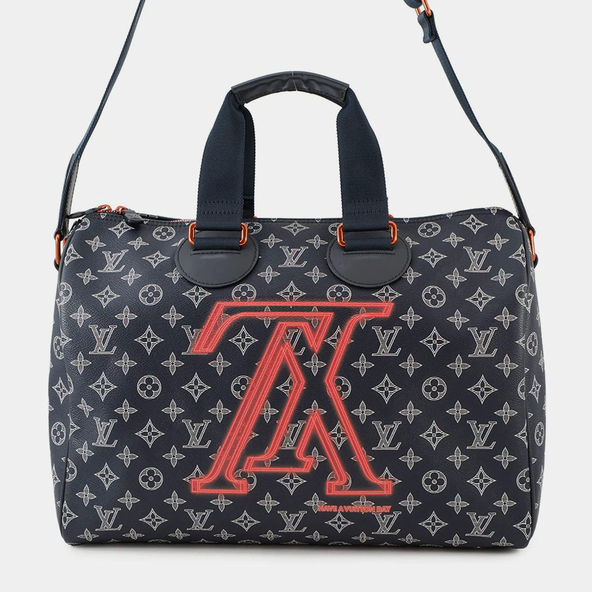 Pre Owned Louis Vuitton Speedy Bandouliere Navy Monogram Ink Size 40