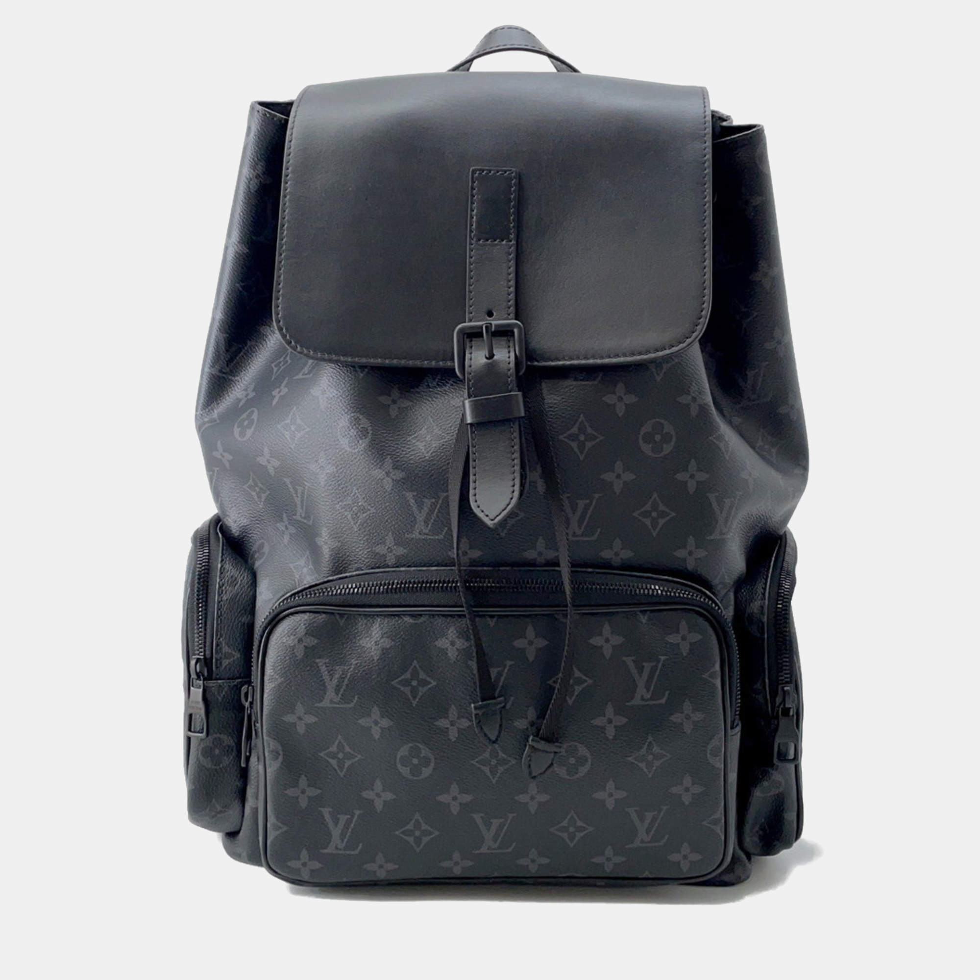 Pre Owned Louis Vuitton Backpack Monogram Eclipse Trio Black