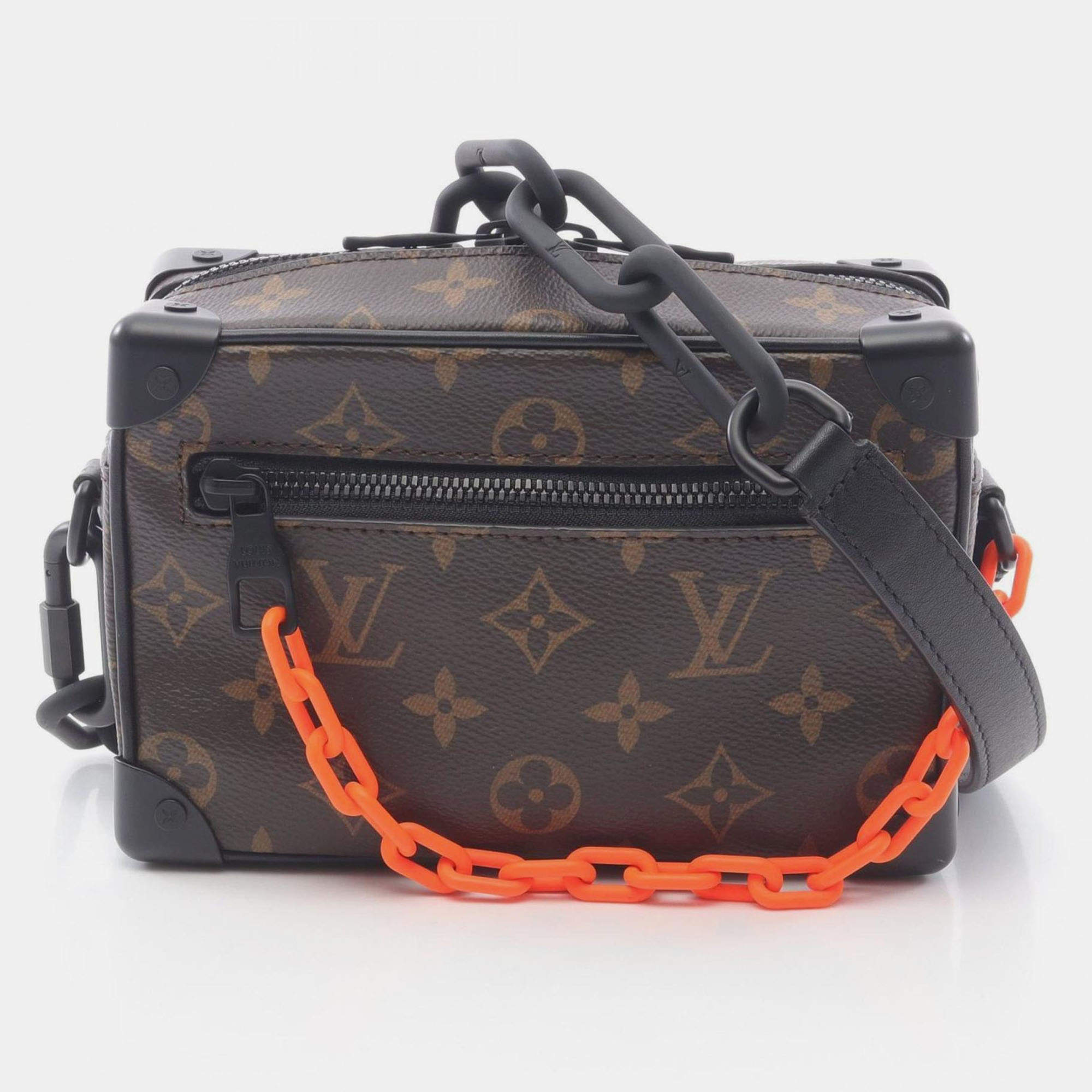 Pre Owned Louis Vuitton Mini Soft Brown Coated Canvas Leather Monogram Solar Trunk Shoulder Bag