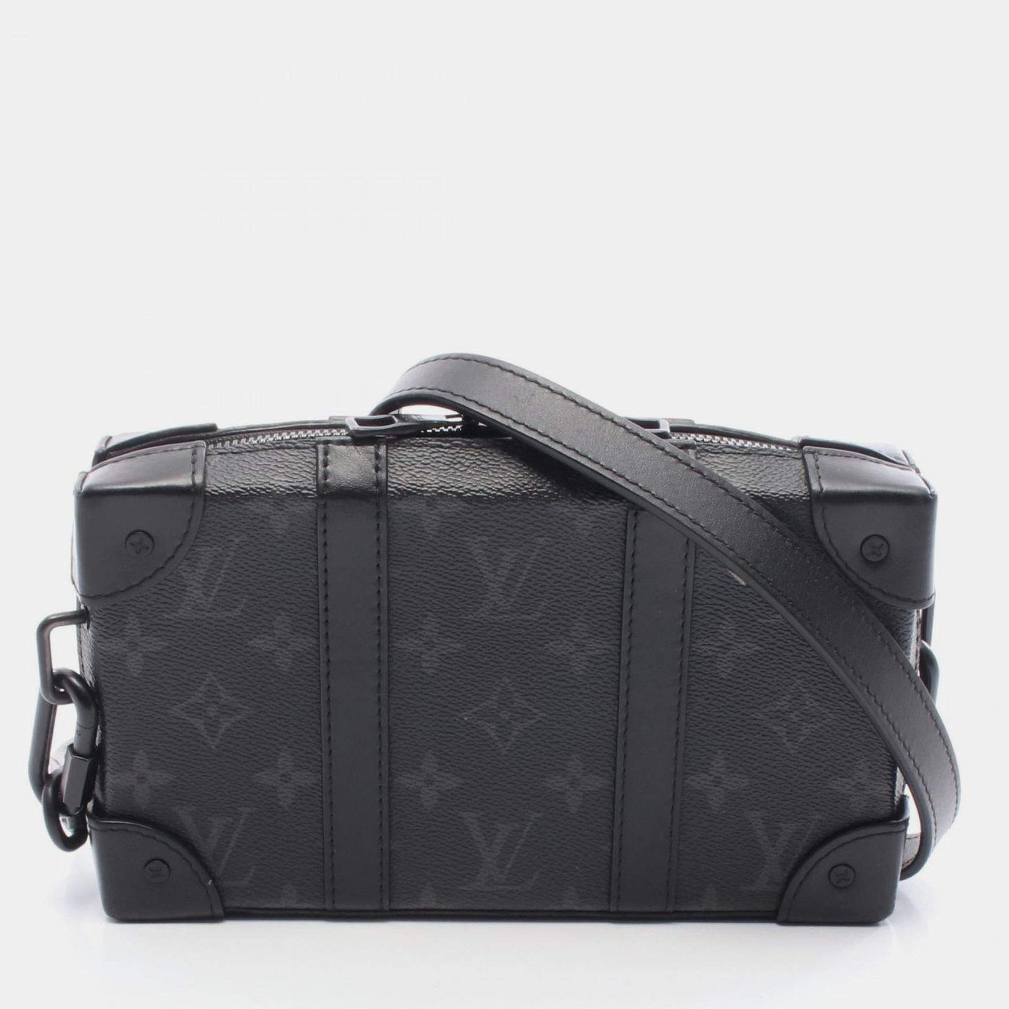 Pre Owned Louis Vuitton Soft Trunk Wallet Shoulder Bag In Coated Canvas And Leather Monogram Eclipse Black