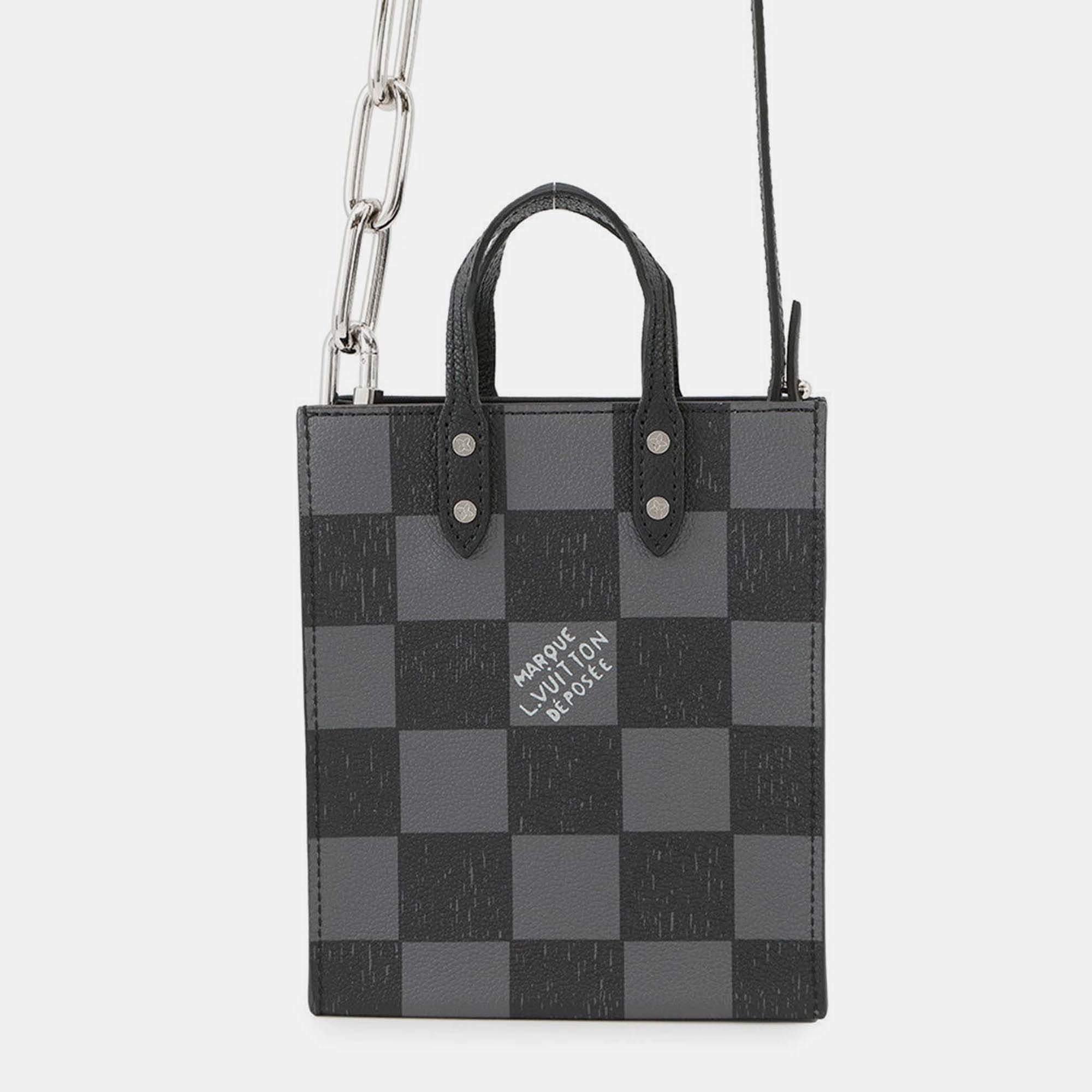 Pre Owned Louis Vuitton Sac Plat Noir Damier Checkerboard Size XS