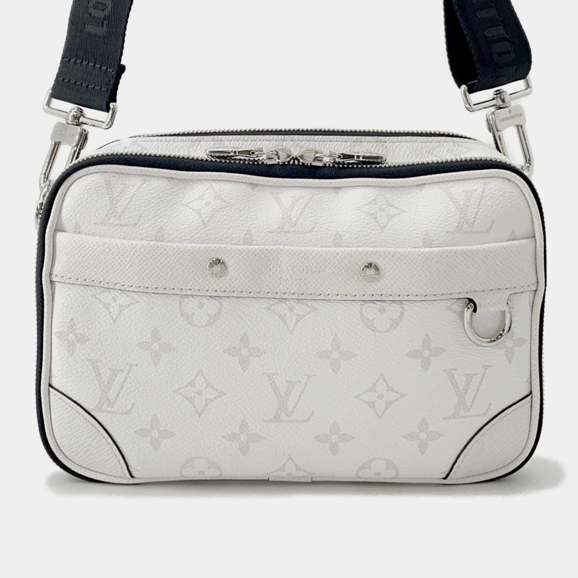 Pre Owned Louis Vuitton Alpha Messenger Blanc Monogram Taiga Leather