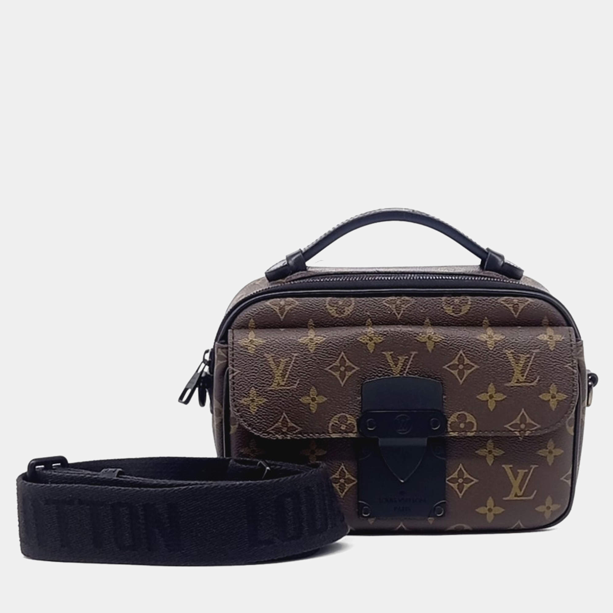 Pre Owned Louis Vuitton Black/Brown Coated Canvas S-Lock Messenger Bag