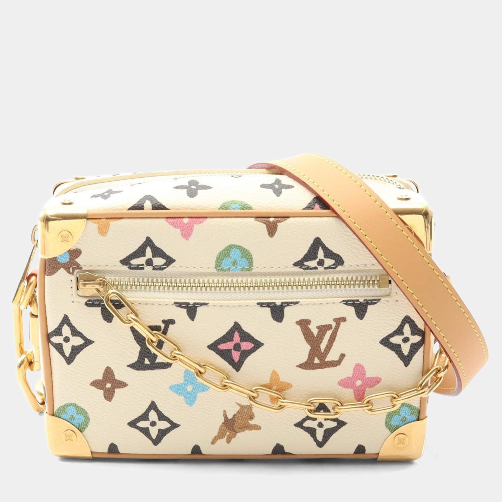 Pre Owned Louis Vuitton Mini Soft Trunk Shoulder Bag Coated Canvas-Coated Canvas And Leather Monogram Craggy Ivory/Brown