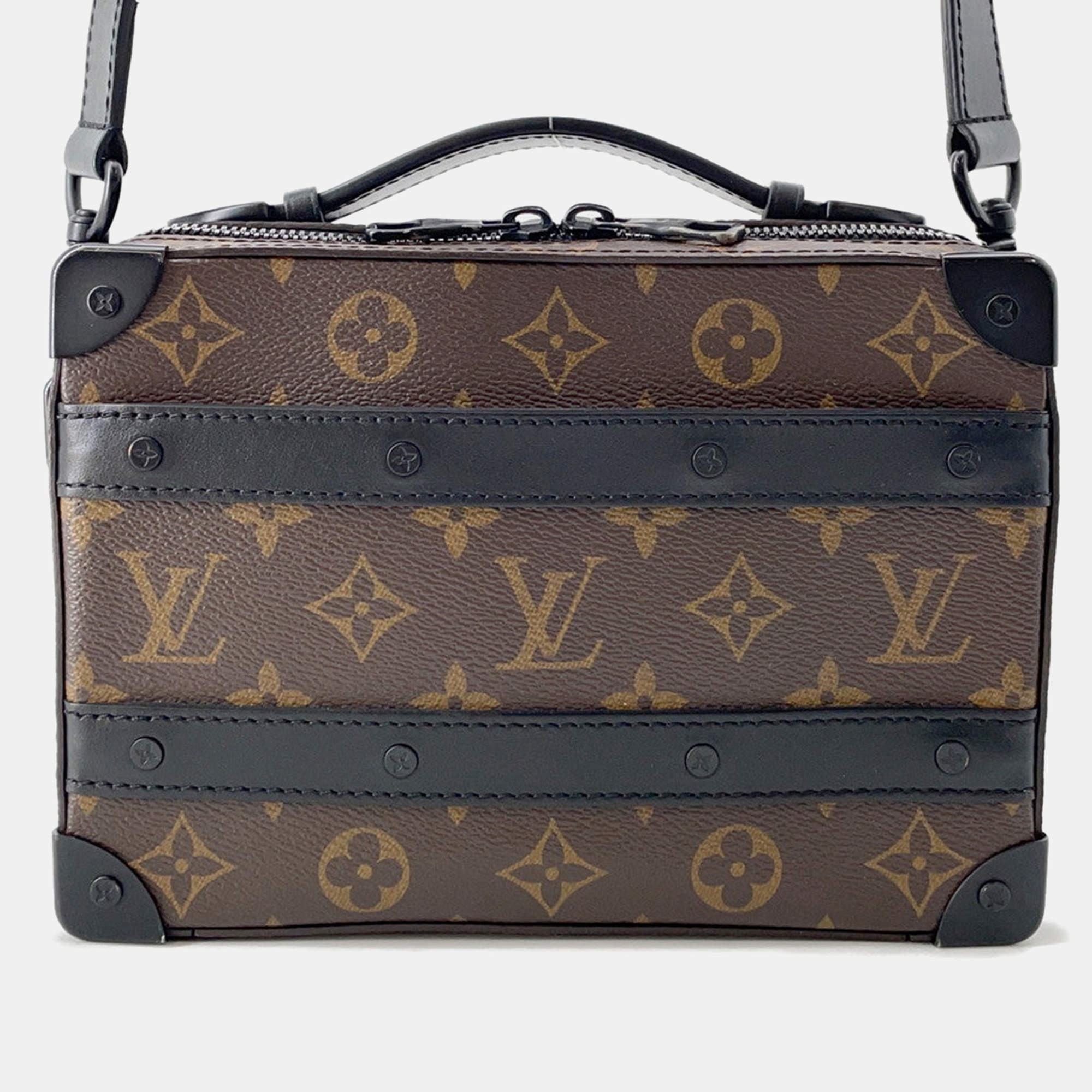 Pre Owned Louis Vuitton Handle Soft Trunk Noir Monogram Macassar Canvas
