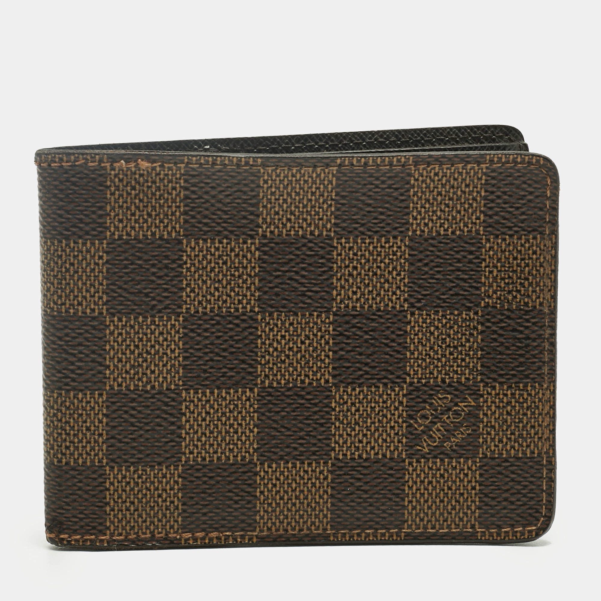 Pre Owned Louis Vuitton Damier Ebene Canvas Slender Wallet