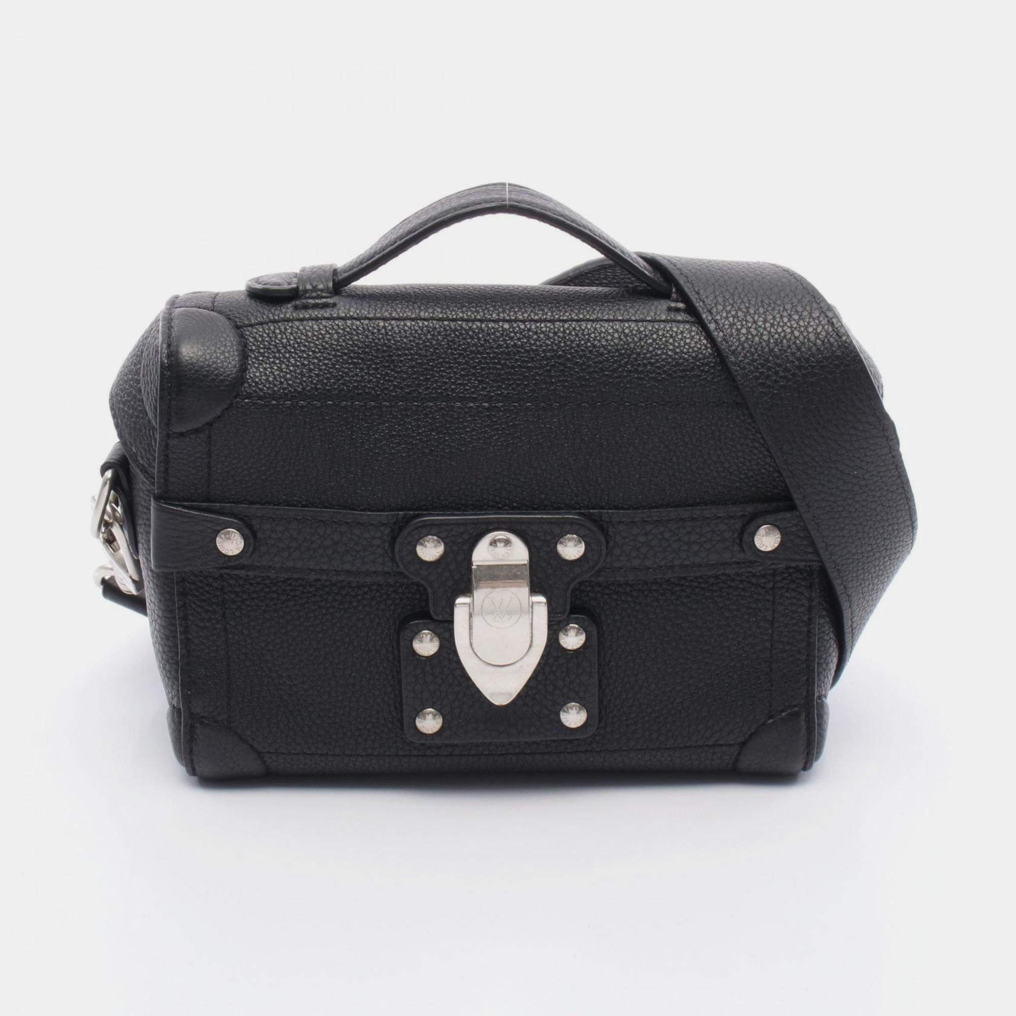 Pre Owned Louis Vuitton Seoul Trunk Shoulder Bag Leather Lv Colorado Black