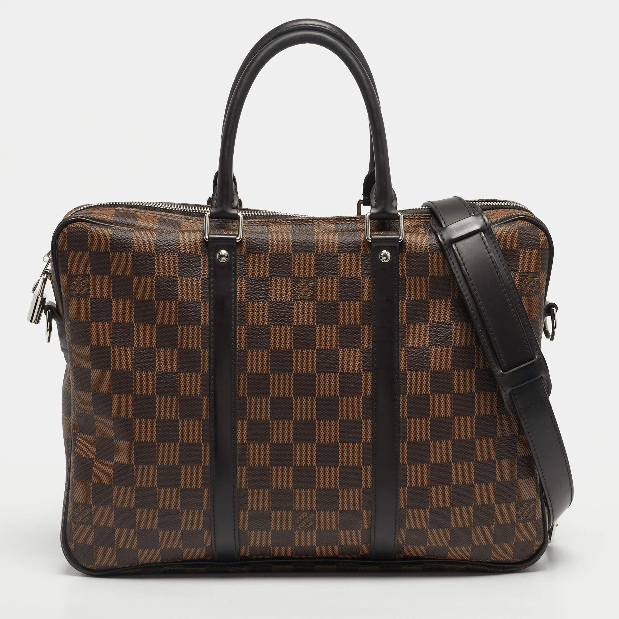 Pre Owned Louis Vuitton Damier Ebene Canvas Porte Documents Voyage PM Briefcase