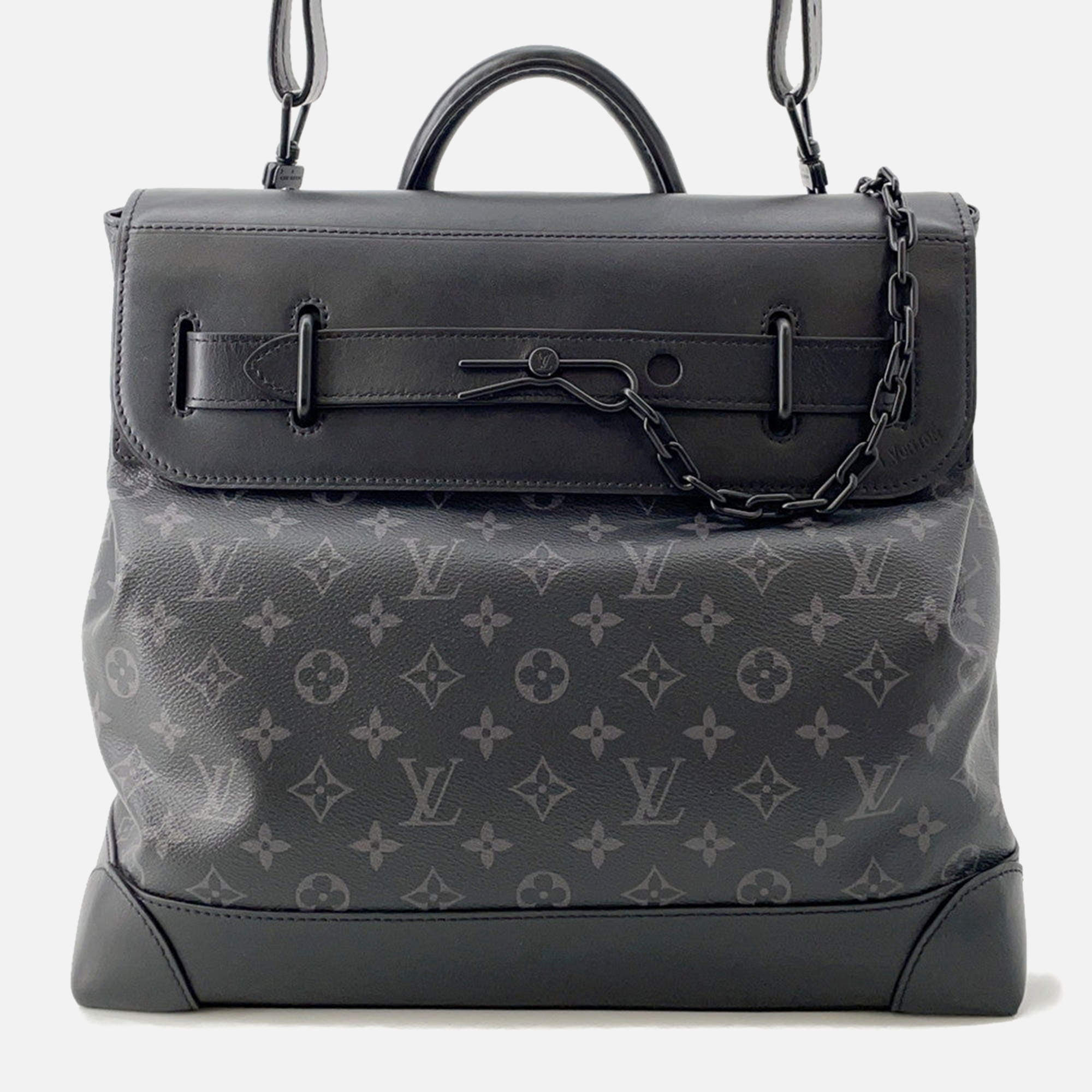 Pre Owned Louis Vuitton Steamer Noir Monogram Eclipse Size Pm