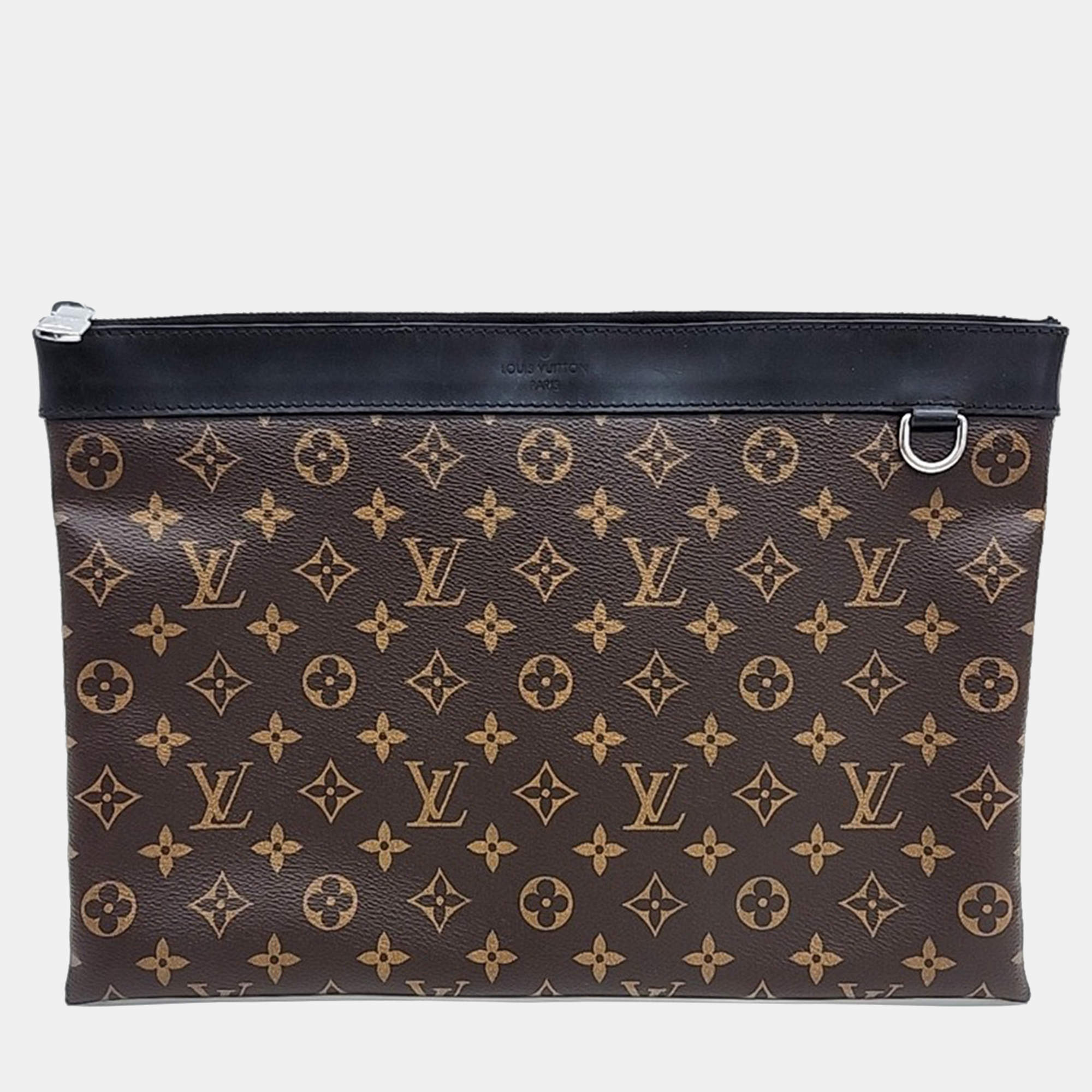 Pre Owned Louis Vuitton Black Brown Canvas Makassar Discovery Pochette GM