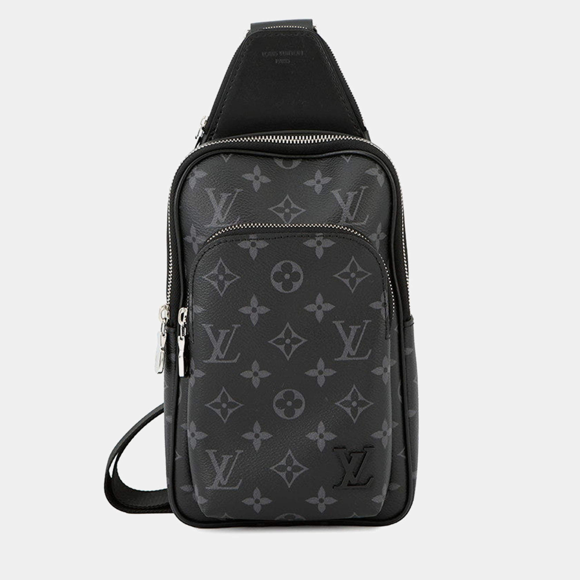Pre Owned Louis Vuitton Avenue Sling Bag Noir Monogram Eclipse Size Pm