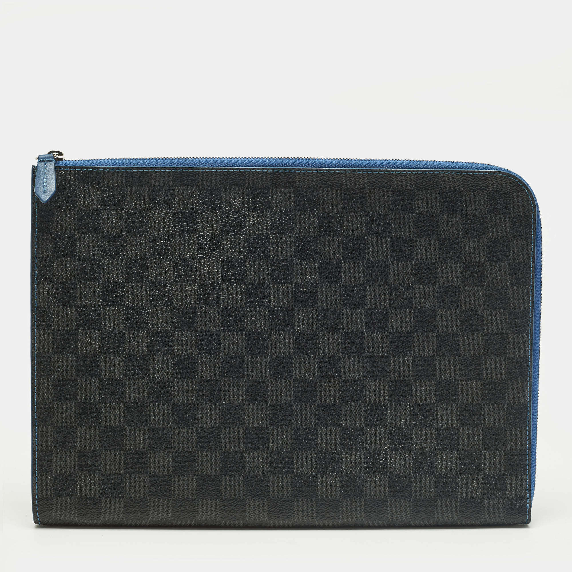 Pre Owned Louis Vuitton Pochette Jour GM Blue Damier Graphite Canvas Pouch