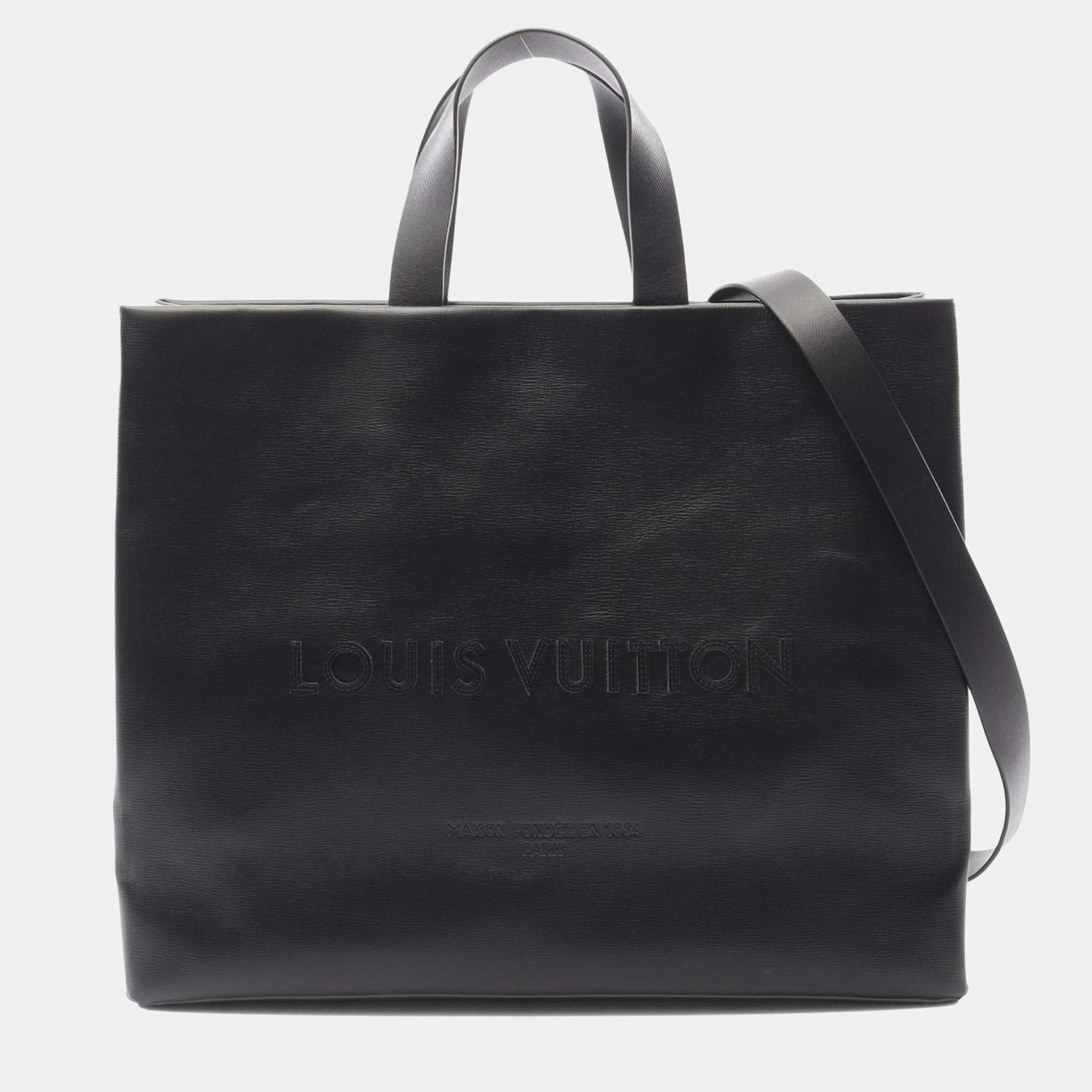 Pre Owned Louis Vuitton Shopper Tote Mm Bag Leather Black