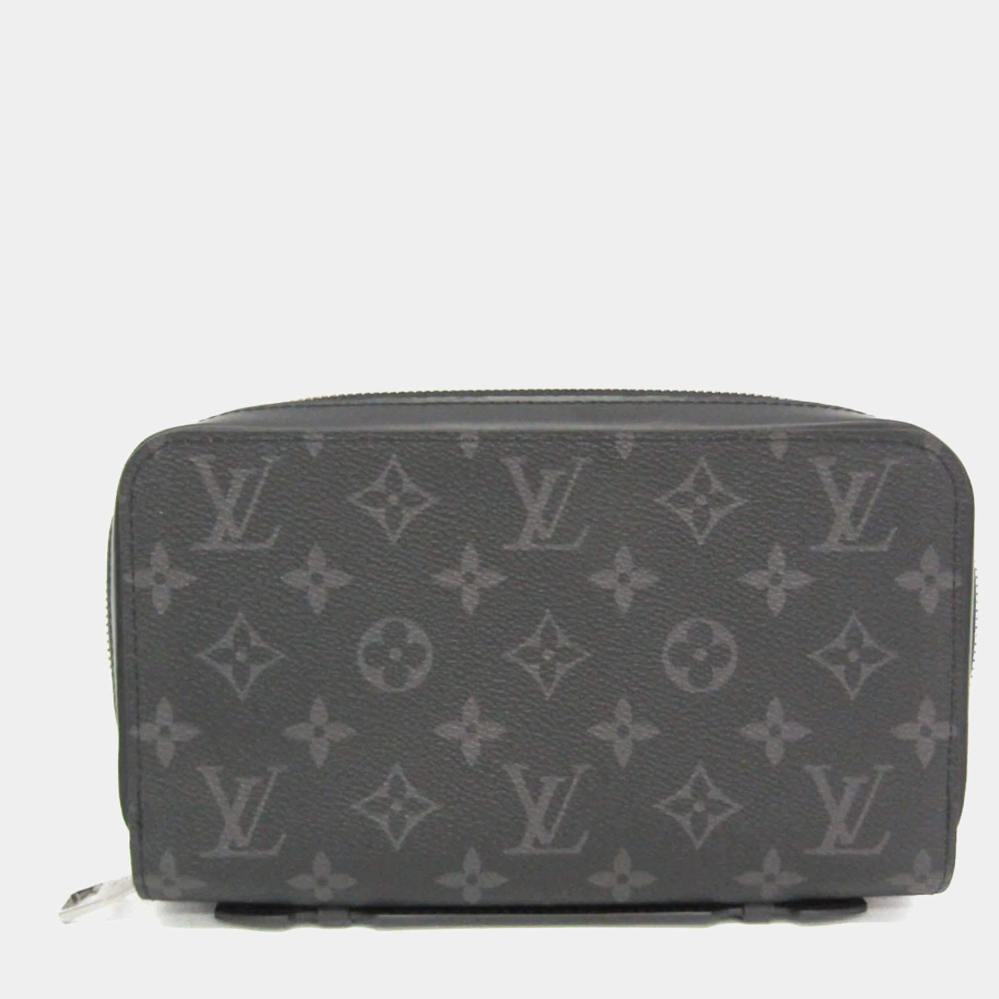 Pre Owned Louis Vuitton Monogram Eclipse Zippy XL Monogram Eclipse Long Wallet bi-fold Black