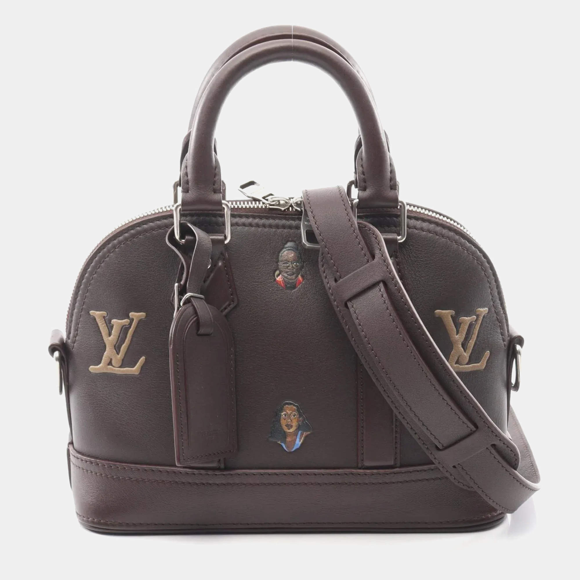 Pre Owned Louis Vuitton Alma 25 Henry Taylor Handbag Leather Brown Multicolor