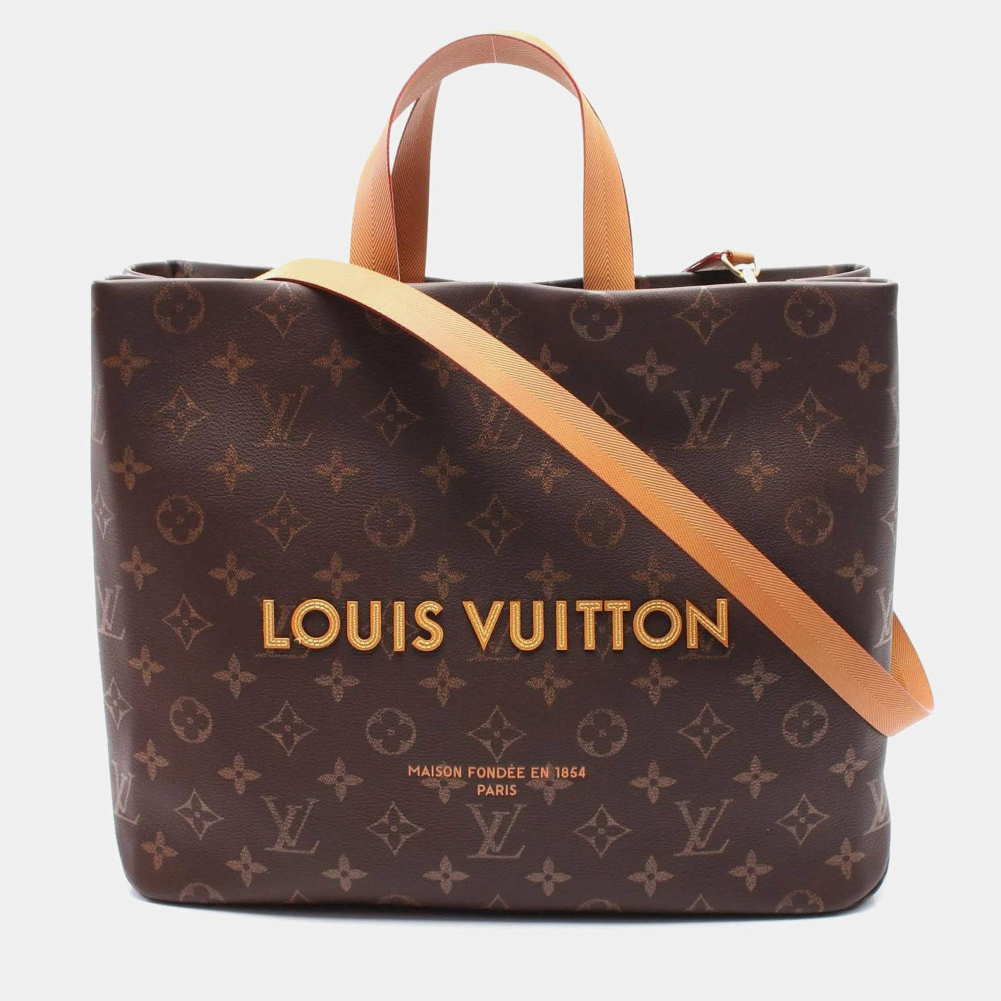 مملوكة مسبقًا Louis Vuitton Shopper Tote Mm Bag Leather Monogram Brown