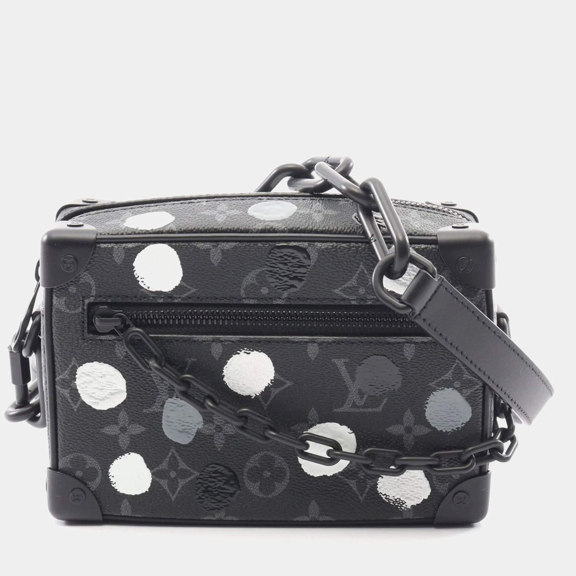 Pre Owned Louis Vuitton Lv X Yk Mini Soft Trunk Monogram Eclipse Shoulder Bag In Coated Canvas And Leather Black