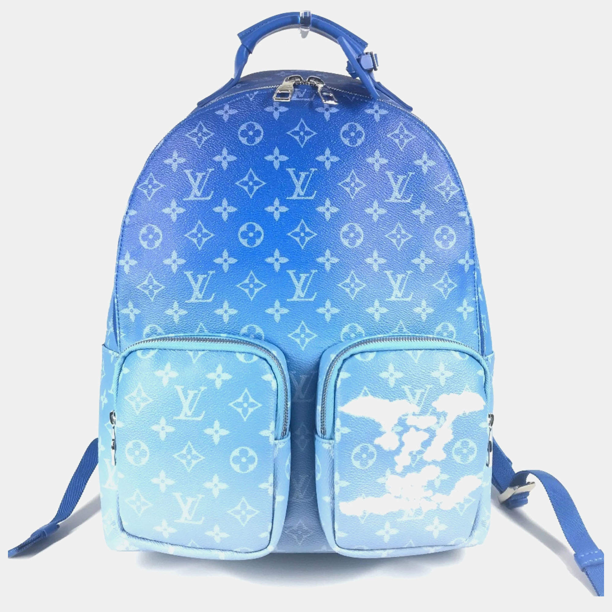 Pre Owned Louis Vuitton Monogram Clouds Multi-Pocket Backpack Leather Blue