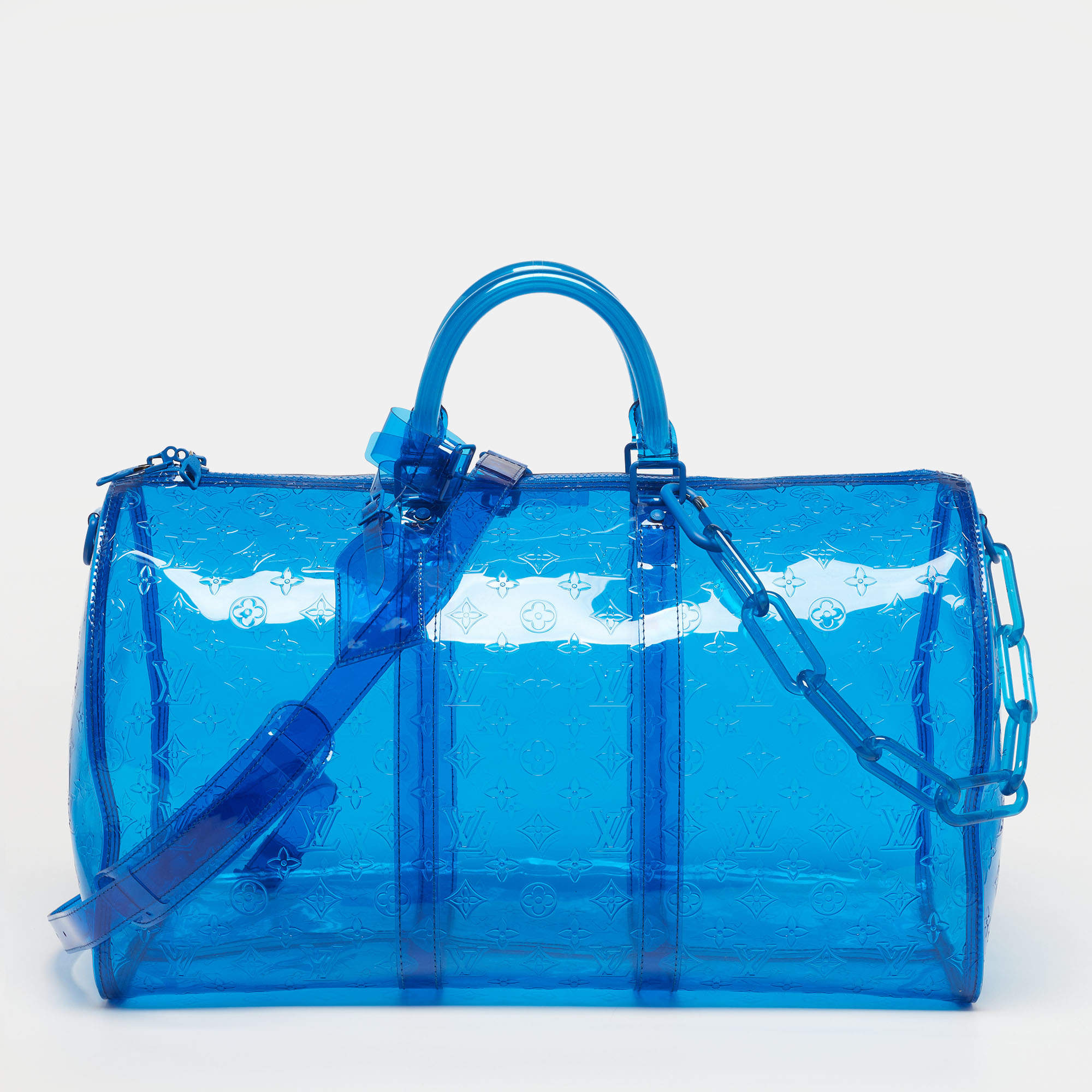 Pre Owned حقيبة لوي فيتون كيبال باندوليير 50 زرقاء شفافة بي في سي مونوجرامي