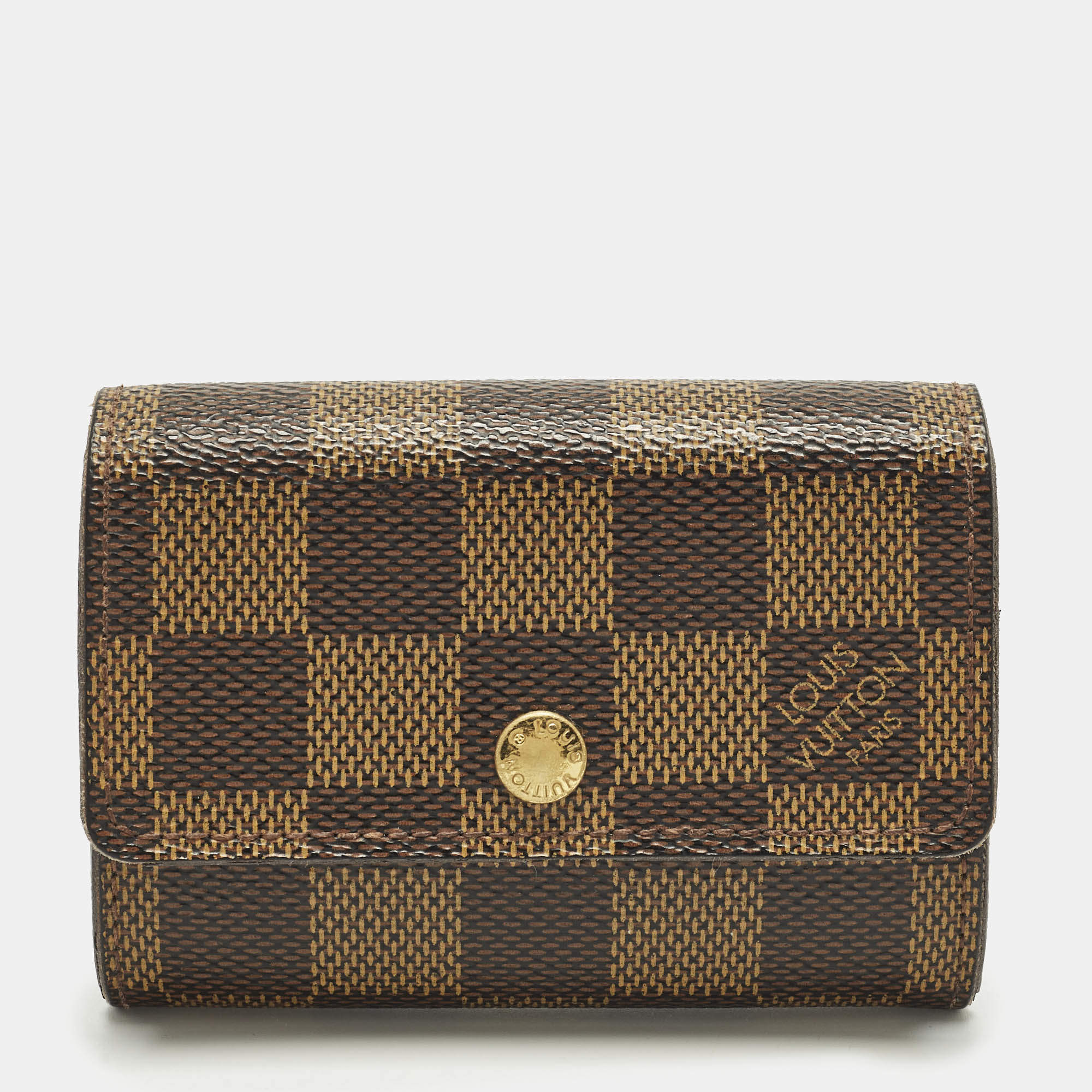 Pre Owned Louis Vuitton Damier Ebene Porte Monnaie Plat Purse