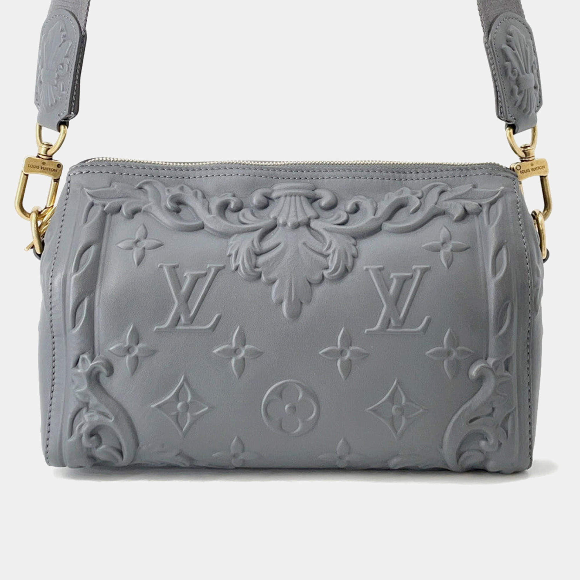 Pre Owned Louis Vuitton City Keepall Dark Shadow Gray Monogram Calf Leather